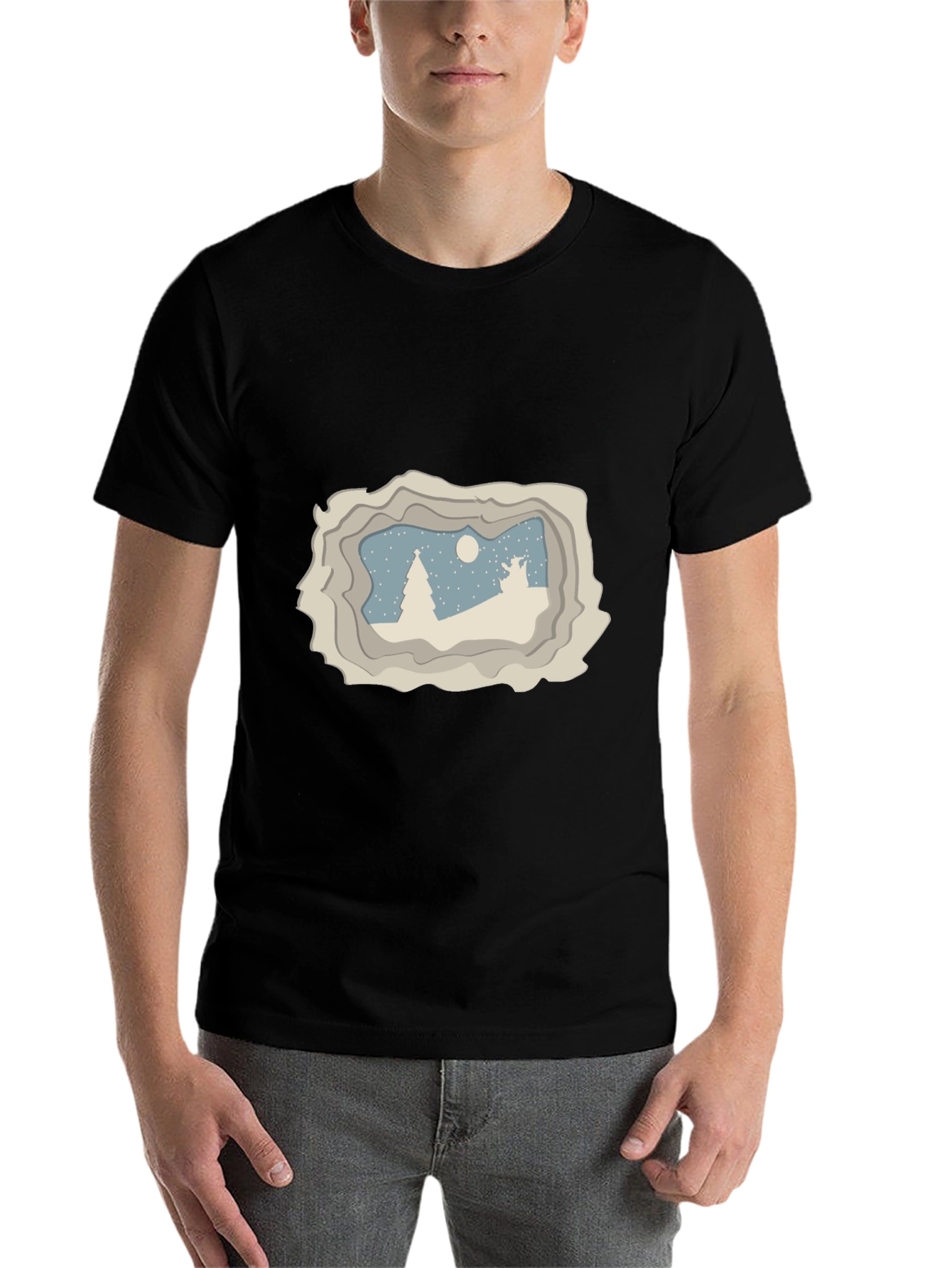 Winter Scene Graphic Tee - Black - 7