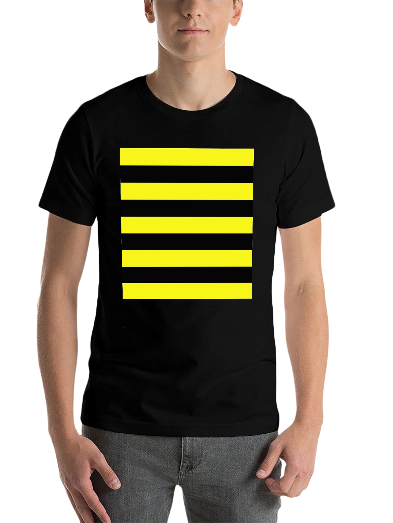 Black Striped Graphic Tee - Black and Yellow view 7
