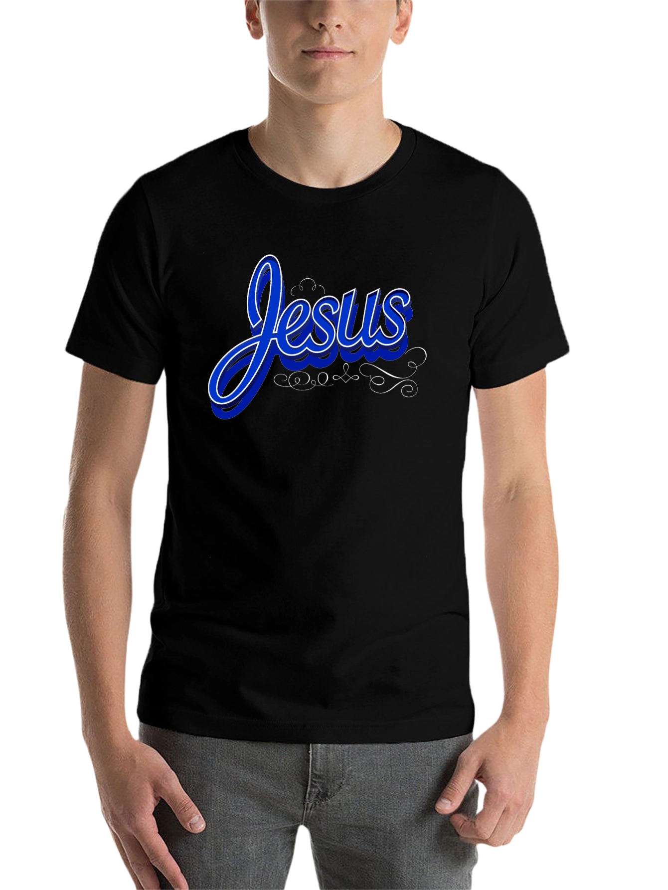 Black Jesus Graphic T-Shirt - Stylish Christian Apparel view 7