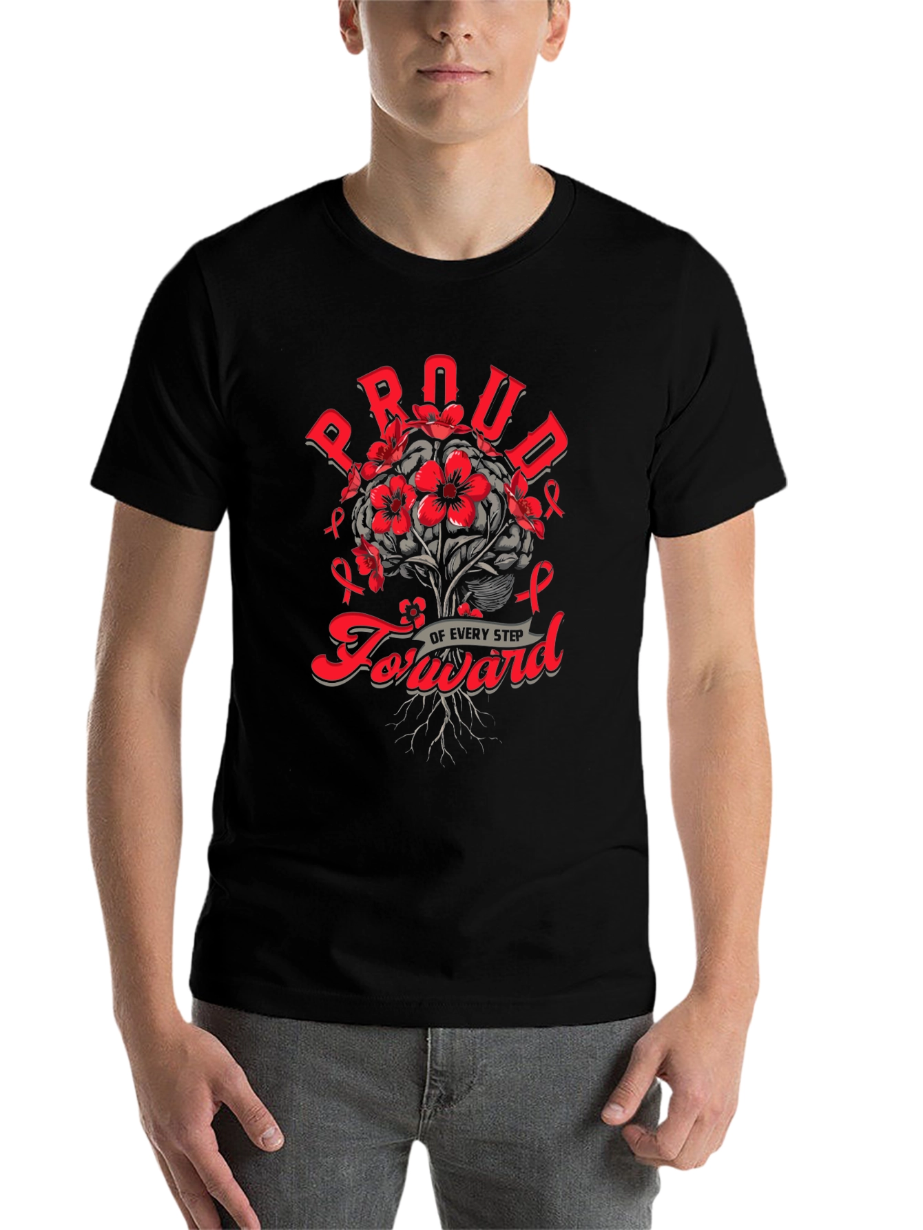 Black Proud Forward T-Shirt - Brain Cancer Awareness view 7