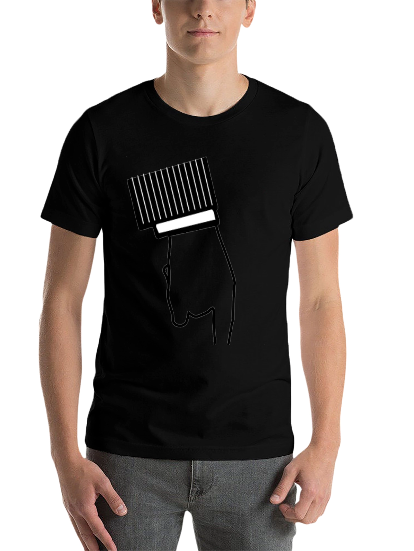 Modern Black T-Shirt with Hand & Barcode Graphic - 7