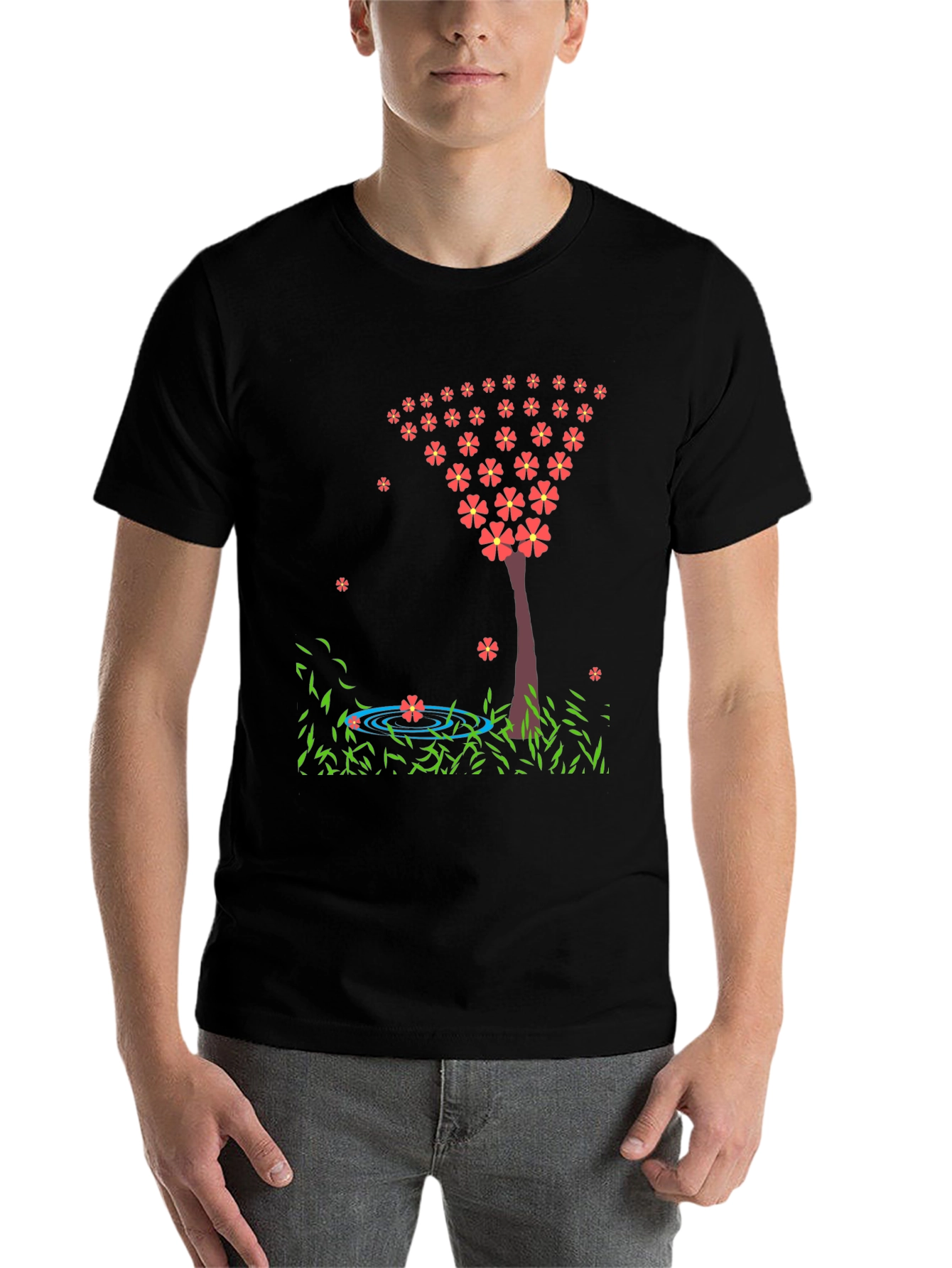 Black Floral Tree Graphic Tee - Stylish & Unique view 7