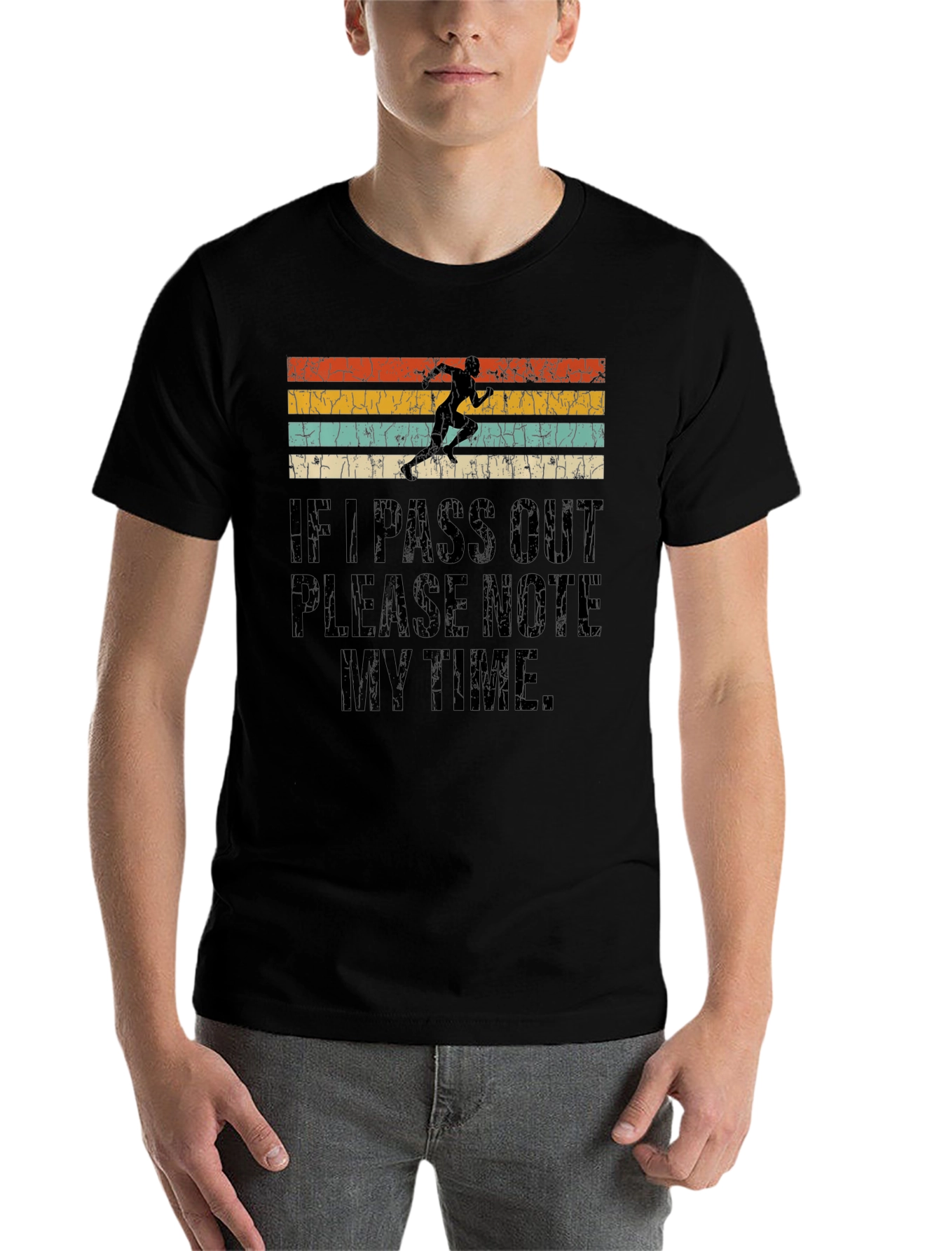Black Funny Runner's T-Shirt - Note My Time view 7