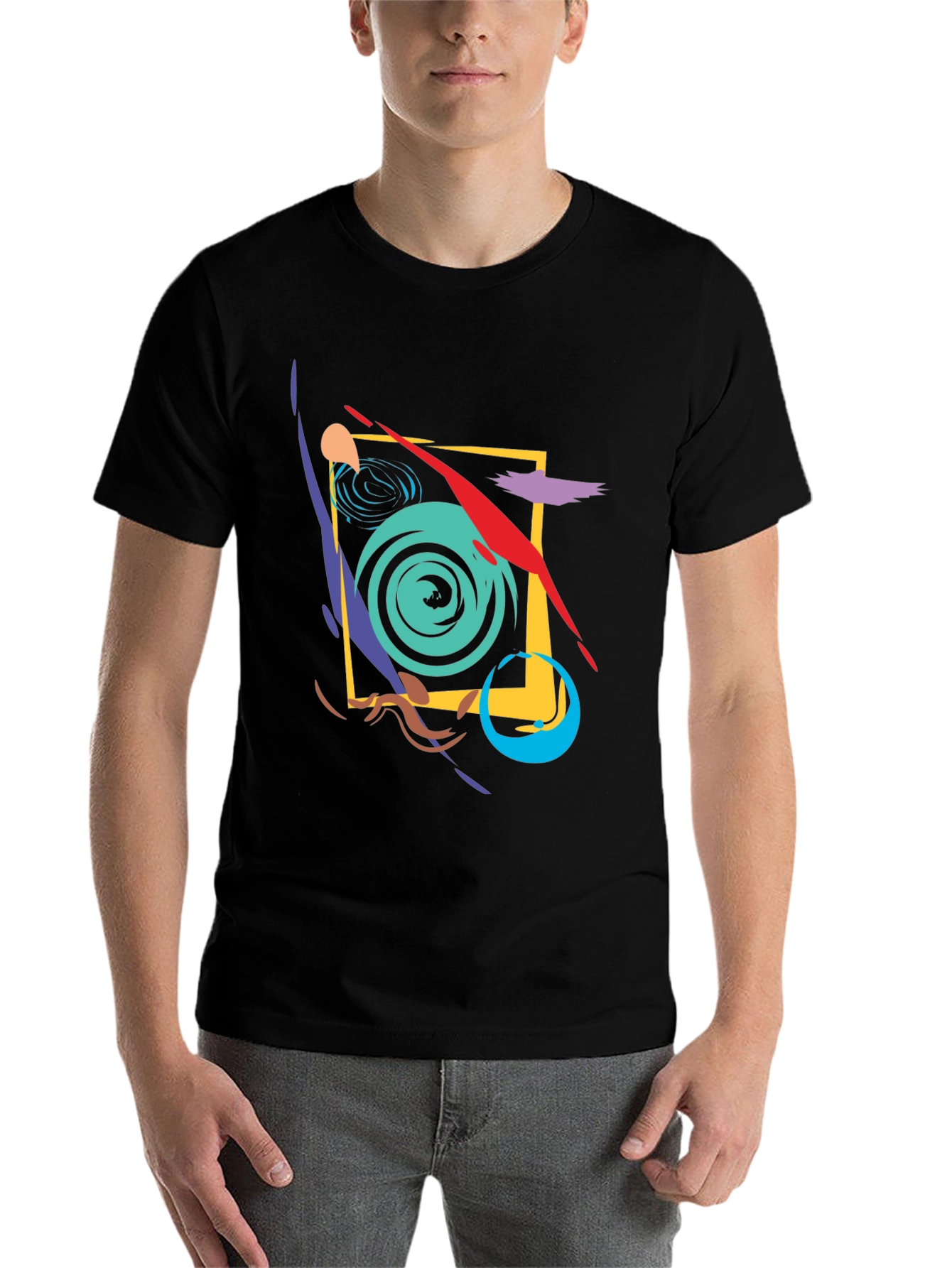 Black Abstract Graphic Print Black T-Shirt view 7