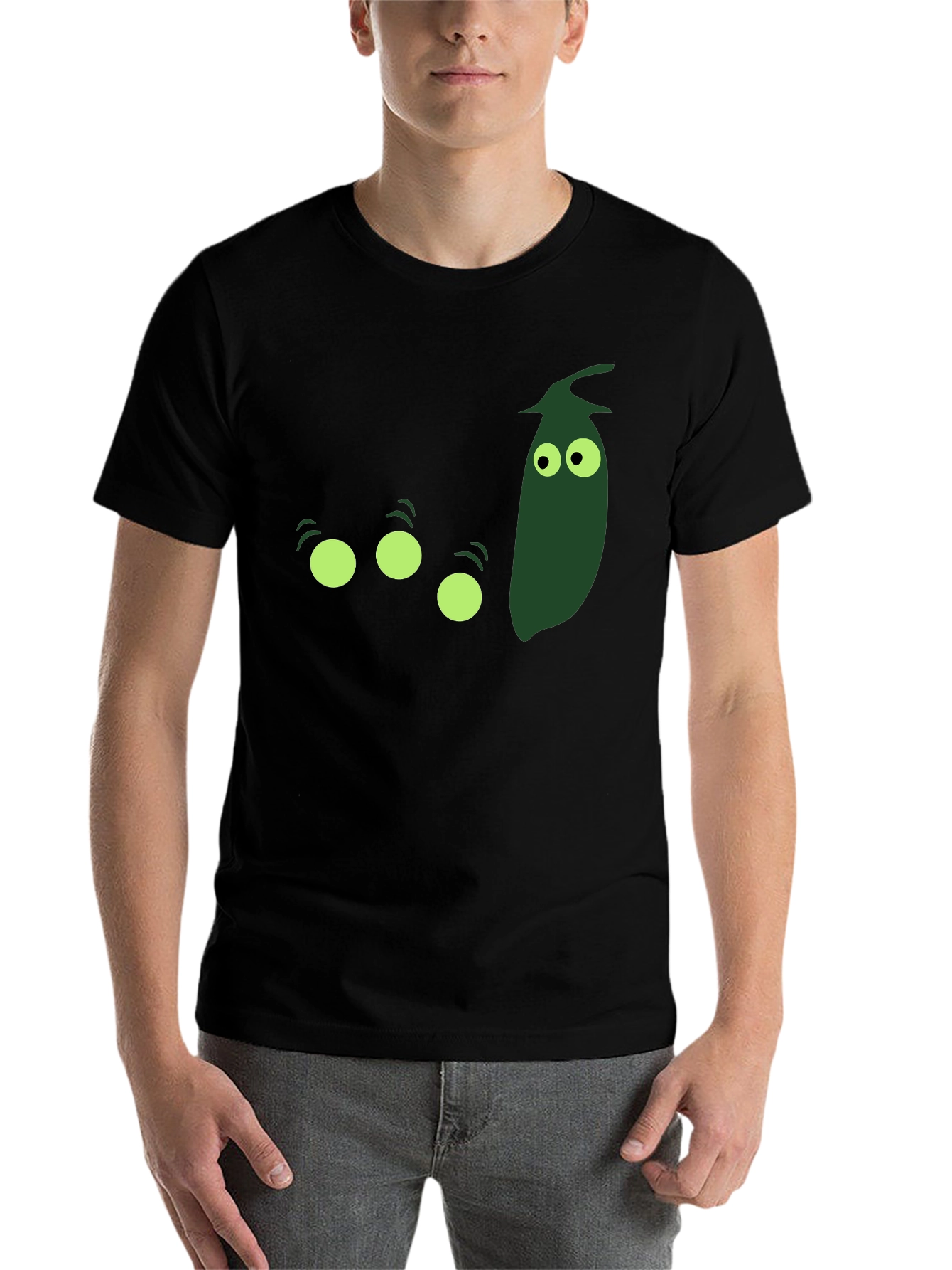 Black Funny Pea Pod T-Shirt - Men's Black Graphic Tee view 7