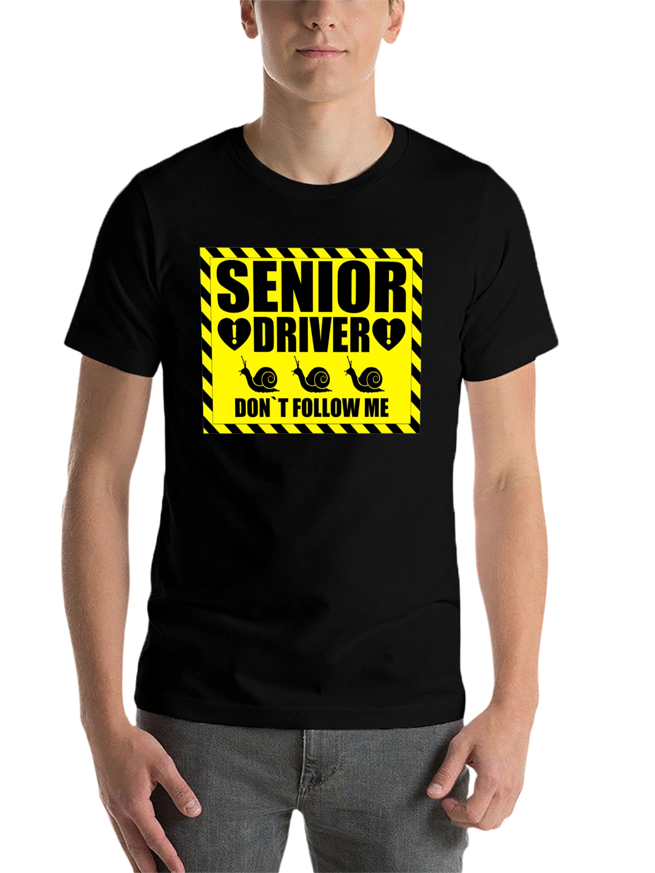 Black Senior Driver Funny Snail Graphic Novelty T-Shirt view 7