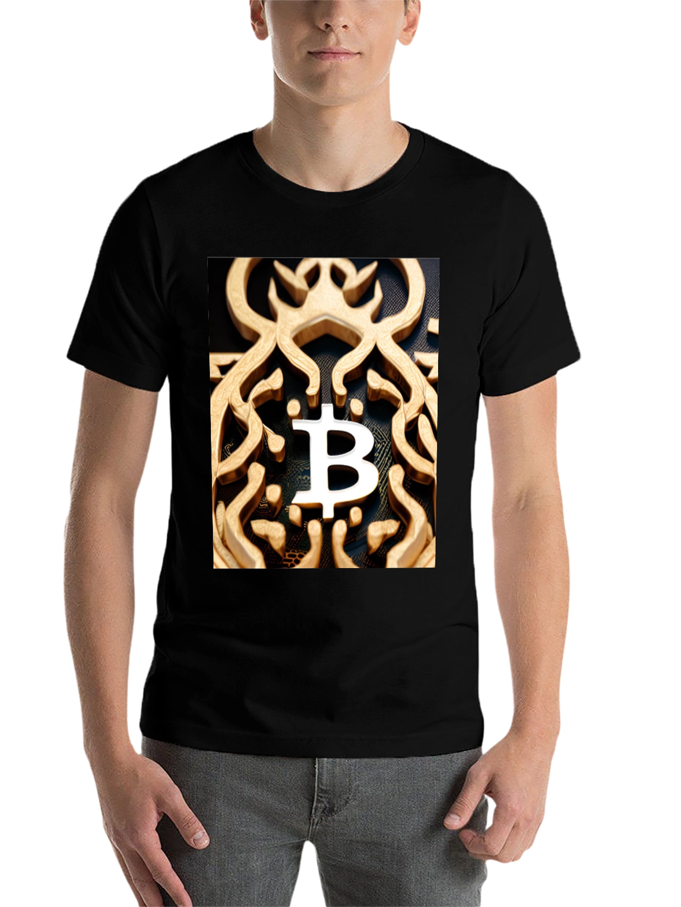 Black Bitcoin Ornate Tee - Crypto Fashion view 7