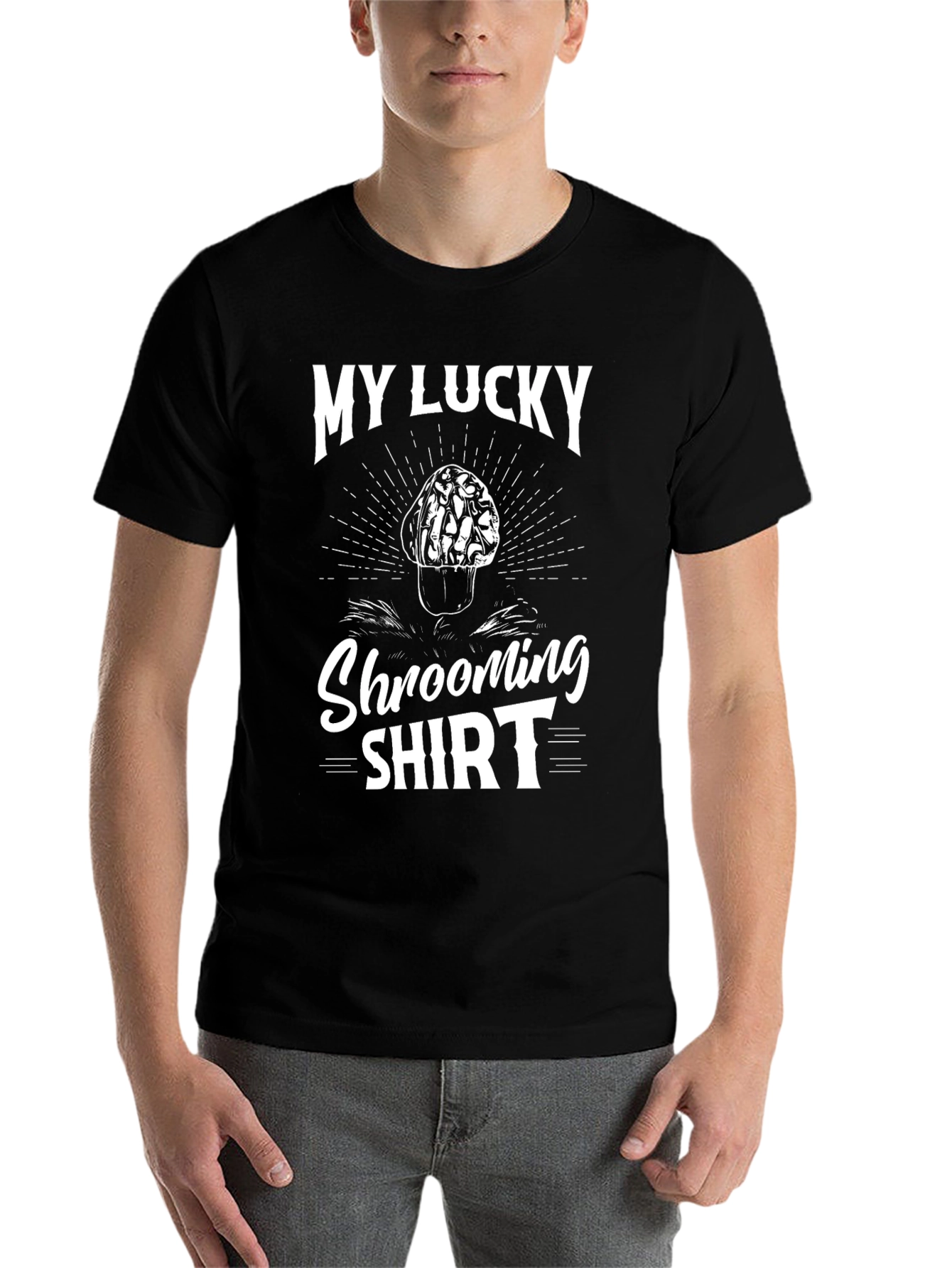 Black My Lucky Shrooming Shirt - Mushroom Hunter view 7
