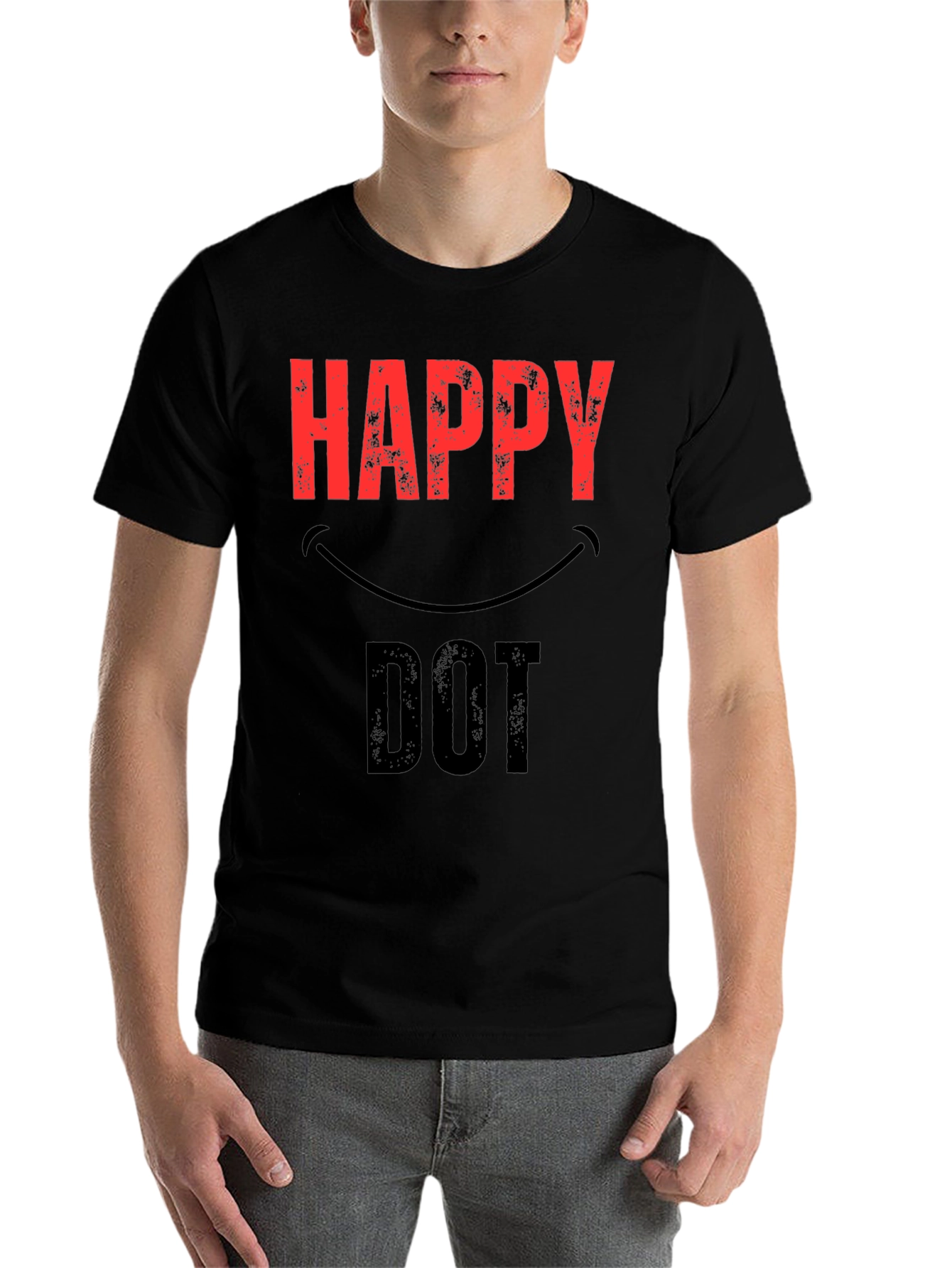 Black Happy Dot Graphic T-Shirt view 7