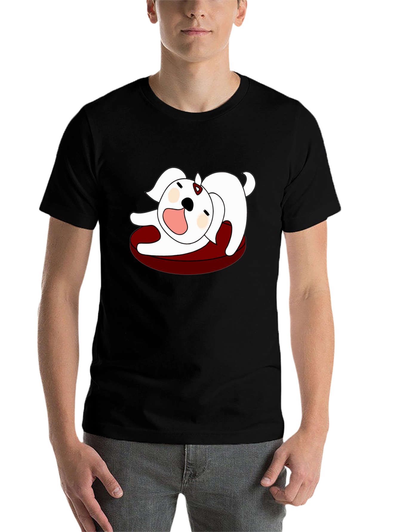 Black Cartoon Dog Graphic Tee - Relaxed Fit view 7
