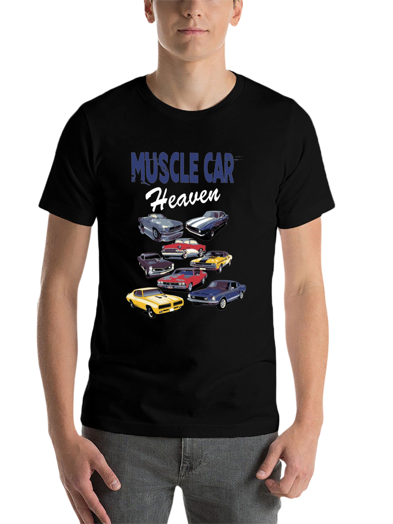 Black Muscle Car Heaven Graphic Tee view 7