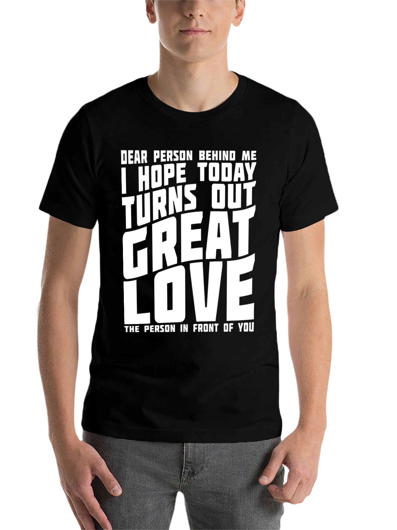 Black Funny Graphic T-Shirt - Great Day, Love Message view 7