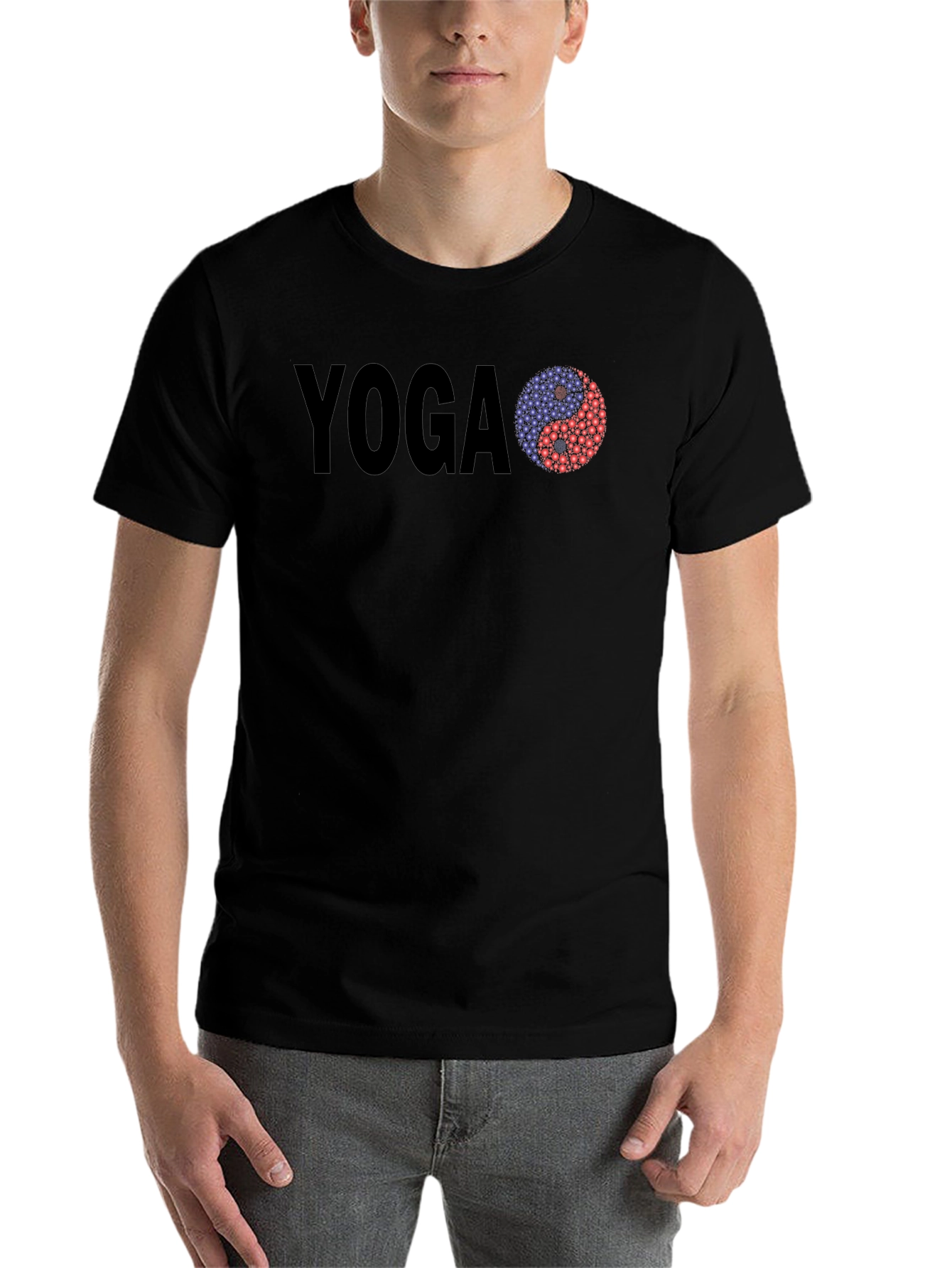 Black Yoga Yin Yang T-Shirt - Relaxed Fit view 7