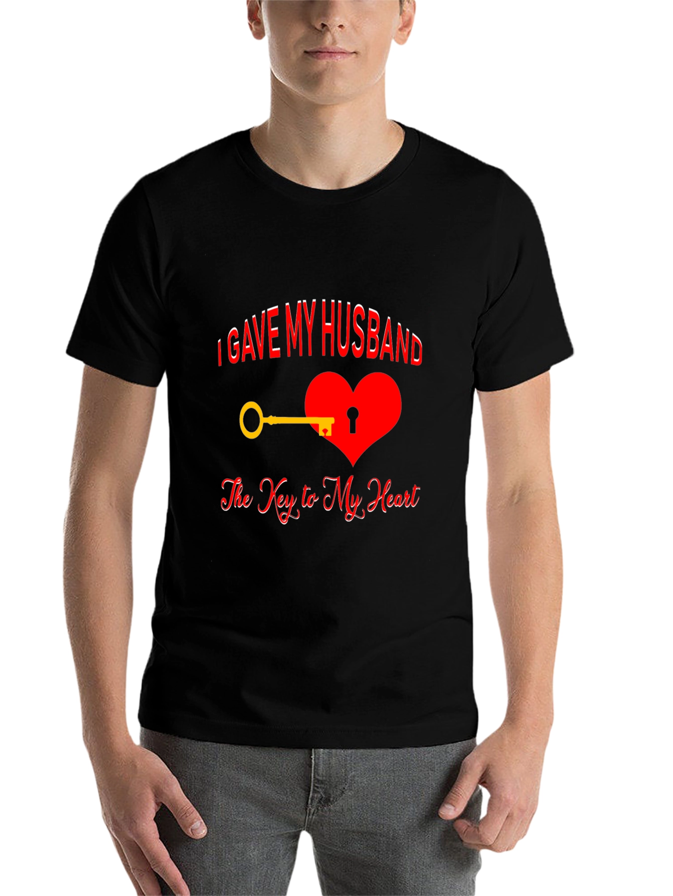 Black Husband's Key to My Heart T-Shirt view 7