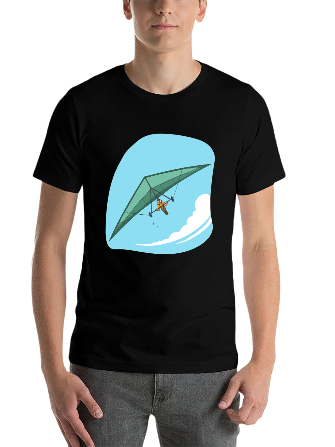 Black Hang Glider T-Shirt, Sky Adventure Tee view 7