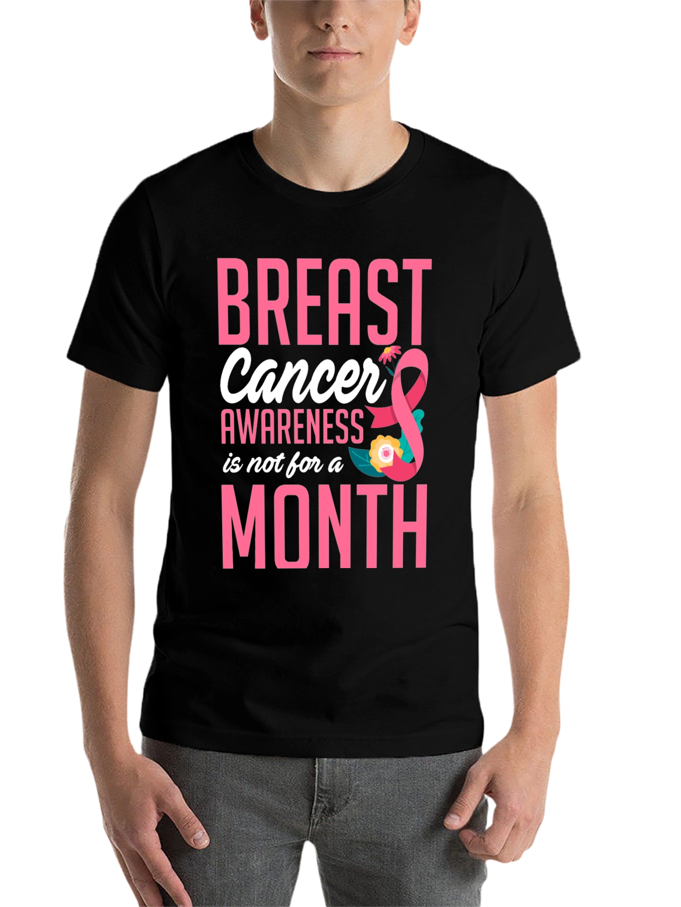 Black Breast Cancer Awareness T-Shirt view 7
