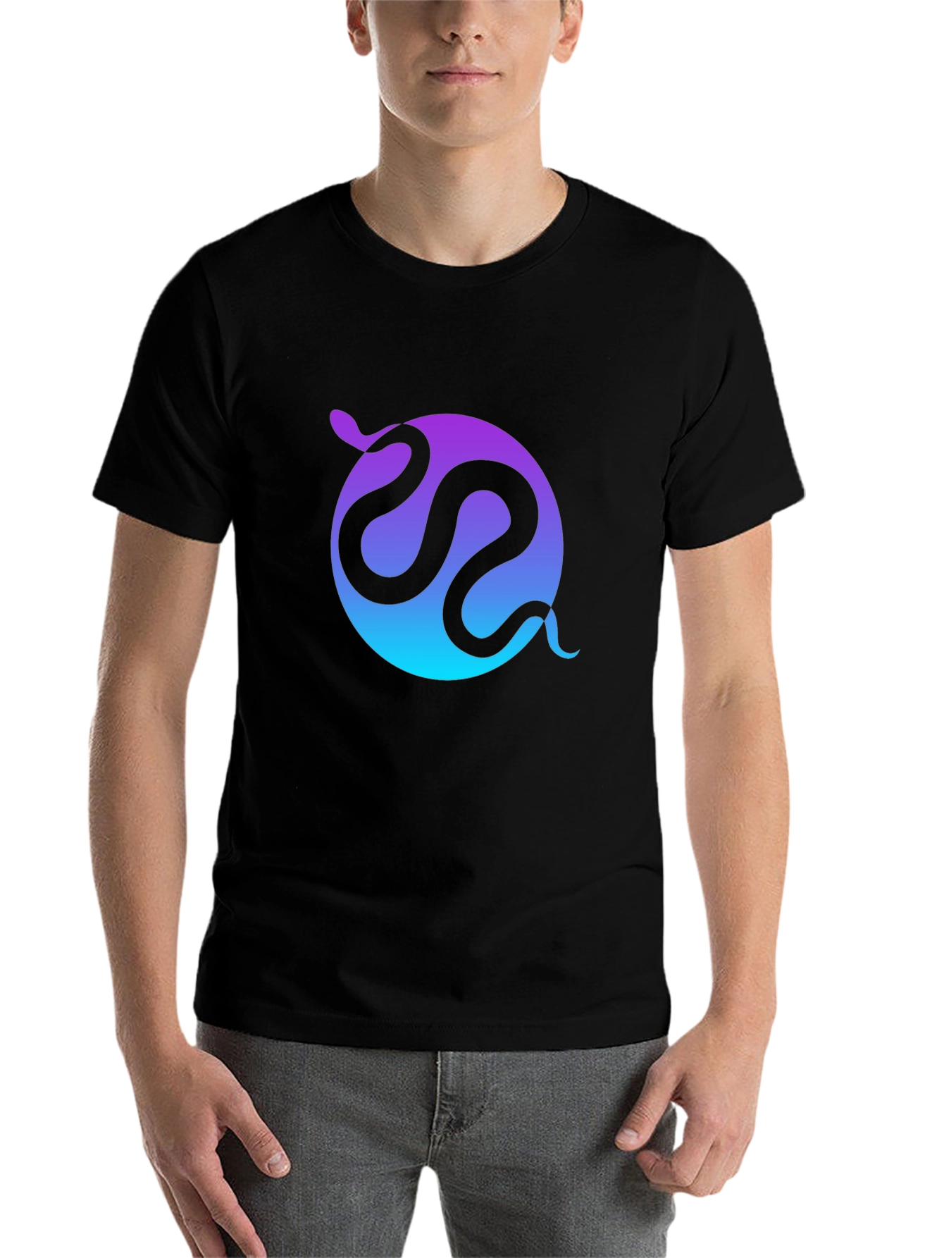 Black Gradient Snake Graphic Black T-Shirt view 7