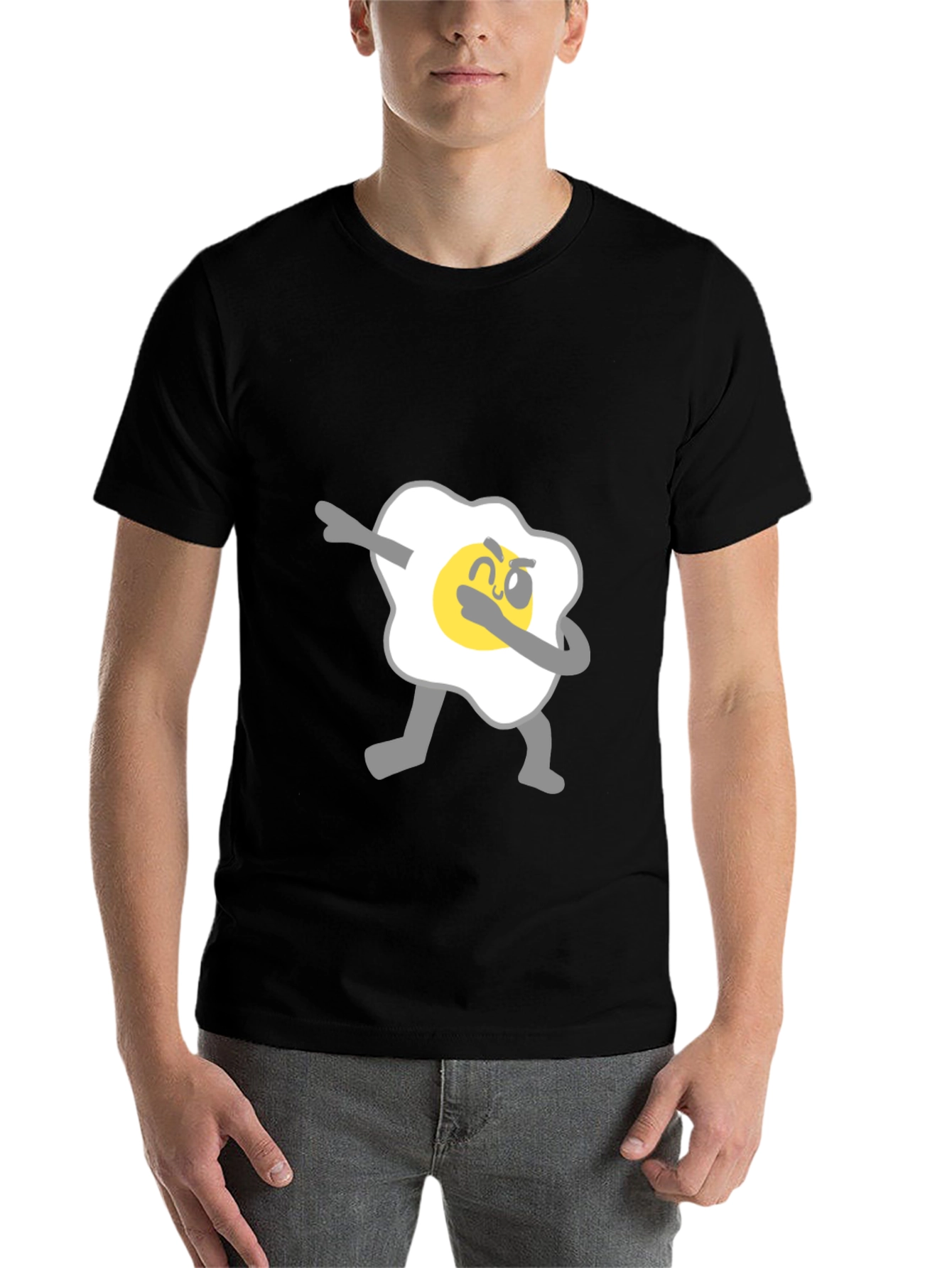 Black Dabbing Egg Graphic Tee - Cool & Casual Black T-Shirt view 7