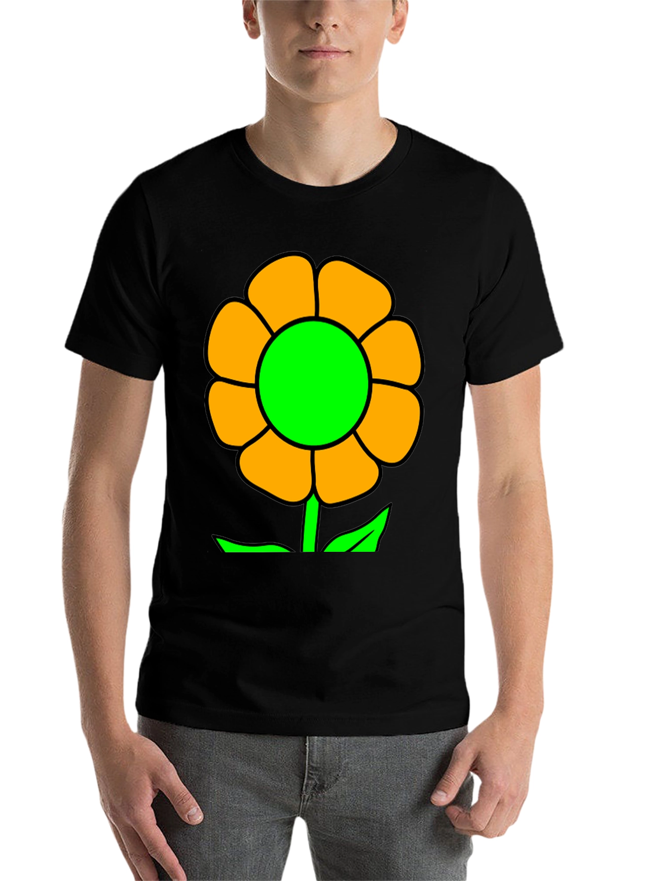 Black Vibrant Flower Graphic T-Shirt - Black view 7