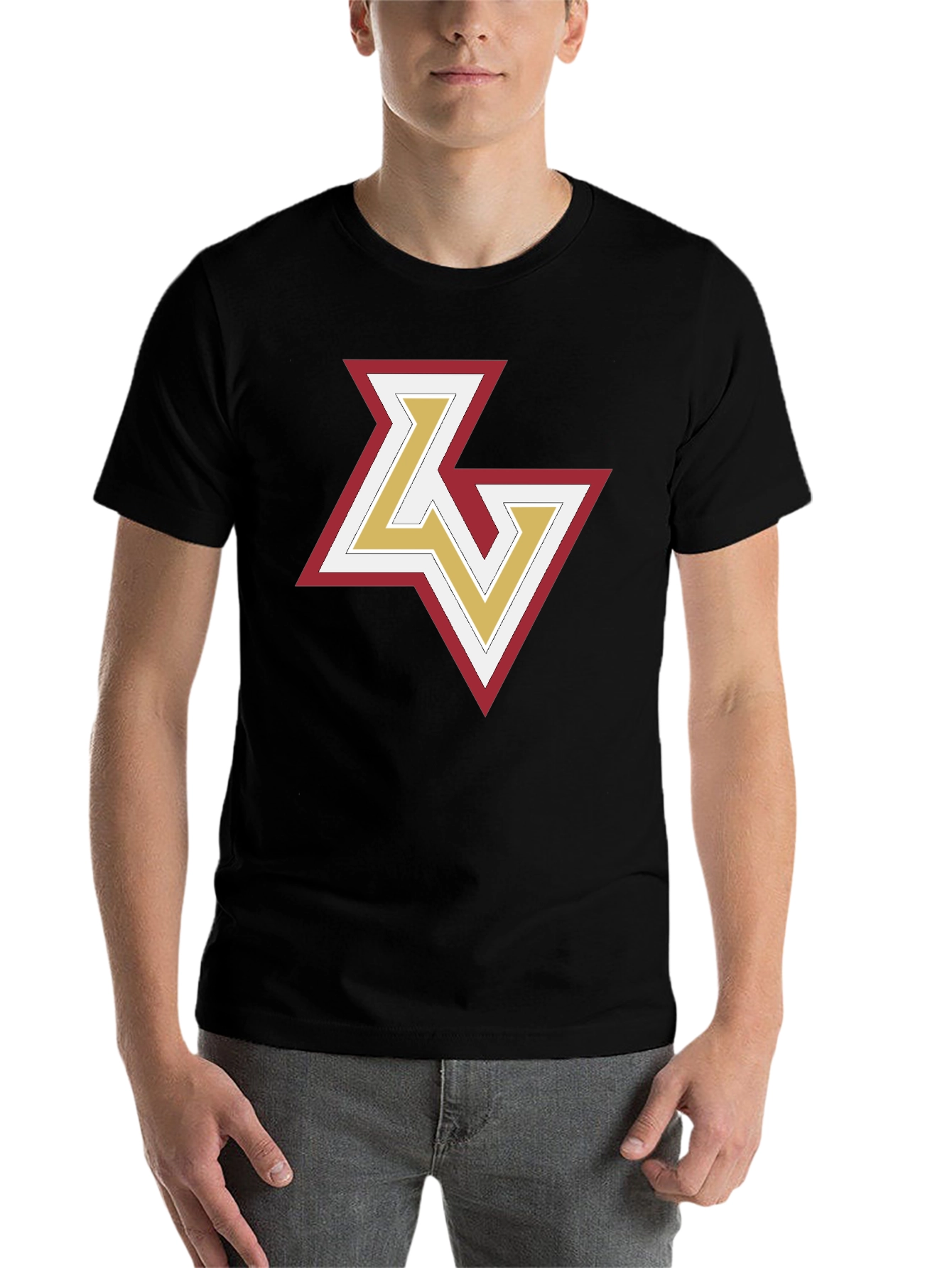Black Stylish Black T-Shirt with Geometric Logo view 7