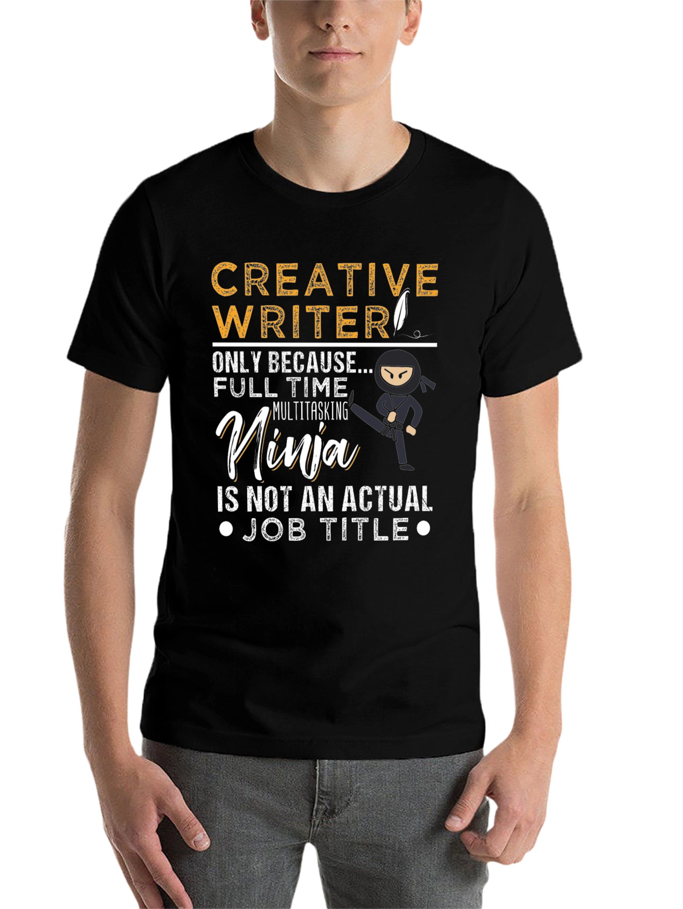 Black Creative Writer Ninja Graphic Tee view 7