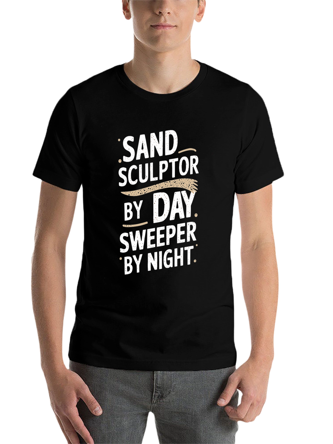 Black Sand Sculptor Sweeper T-Shirt Funny Job Tee view 7
