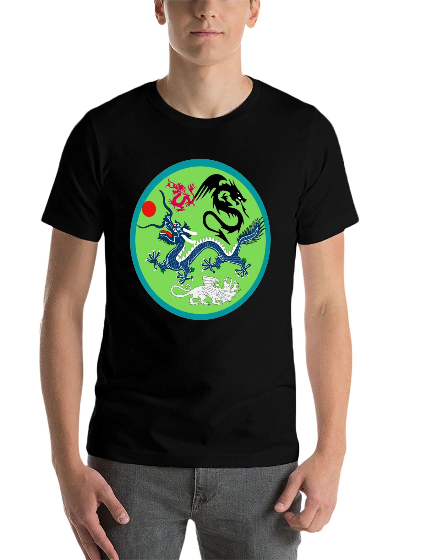 Black Dragon Motif T-Shirt view 7