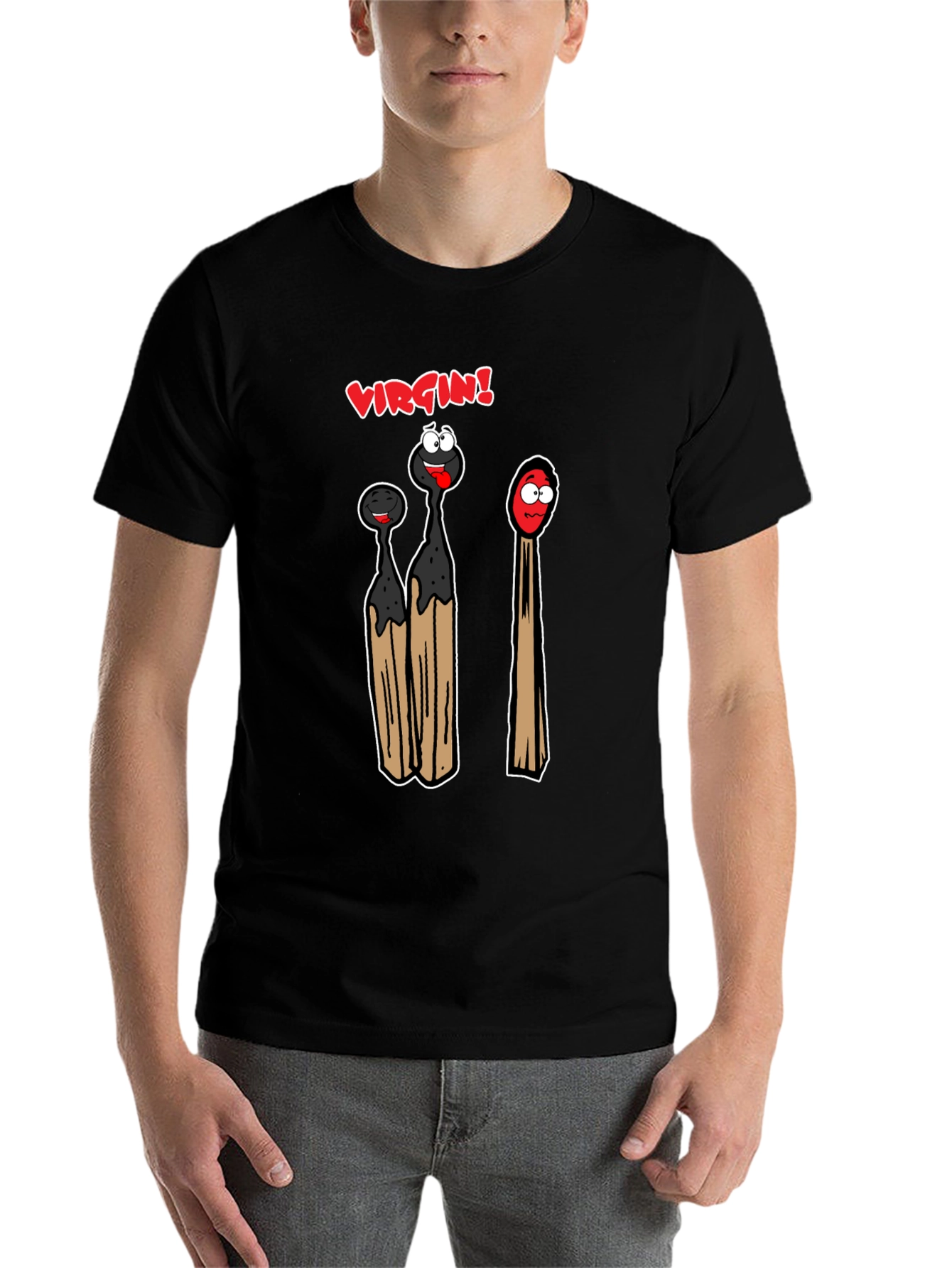 Black Virgin Match T-Shirt - Funny Adult Humor Tee view 7