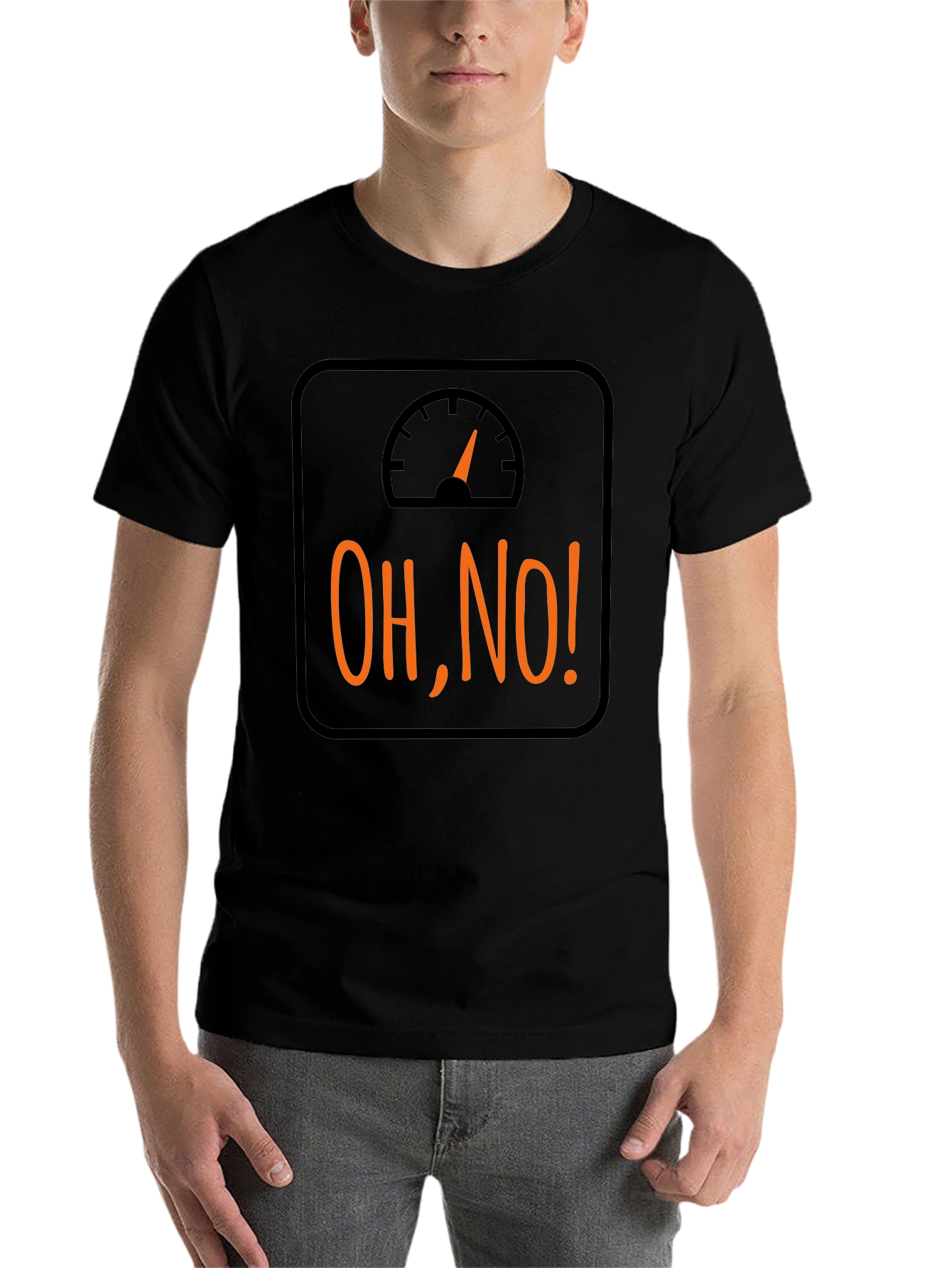 Black Oh No! Weight Scale Graphic Tee - Funny Fitness Shirt view 7