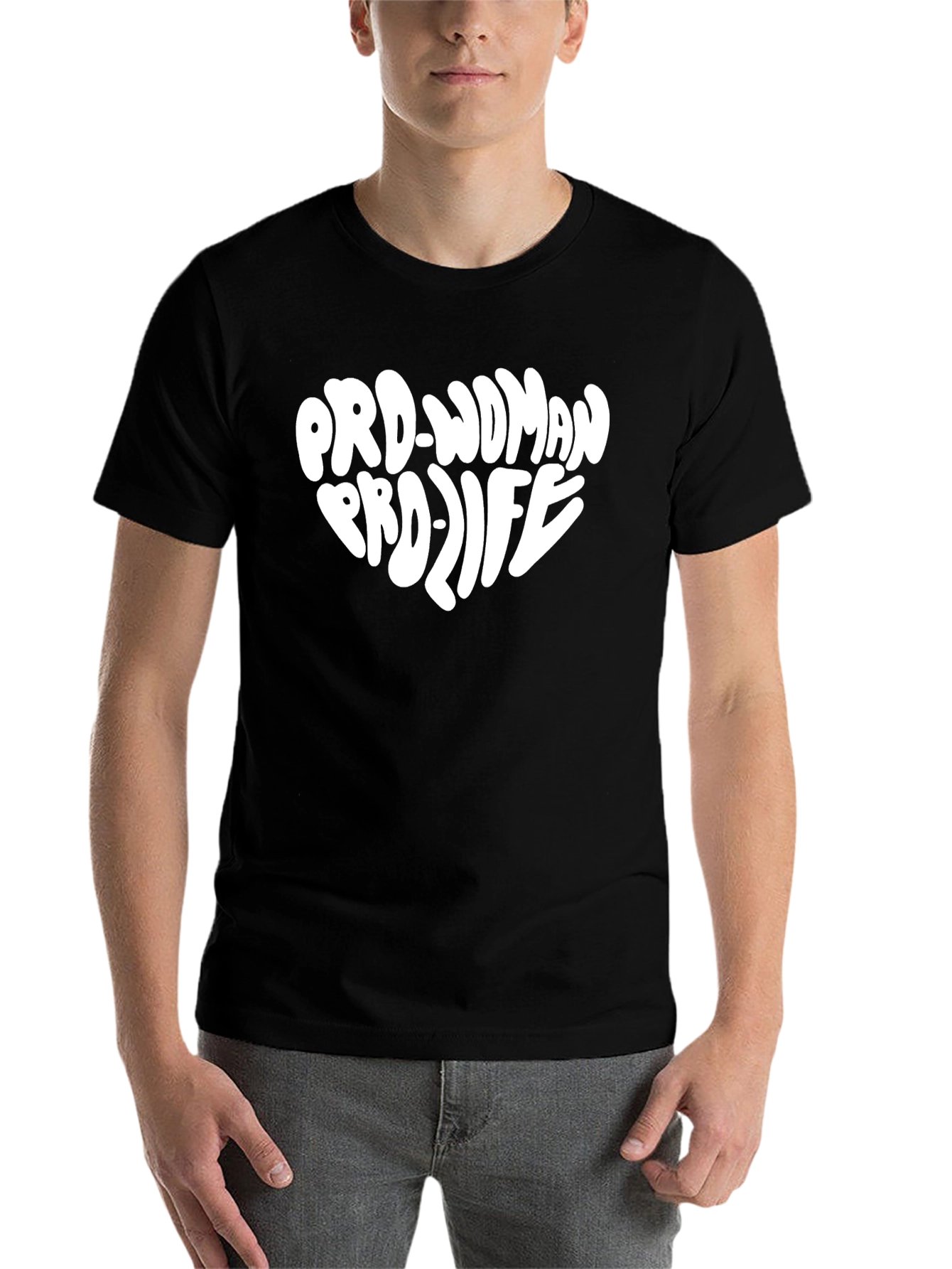 Black Pro-Woman Pro-Life Heart Graphic T-Shirt view 7