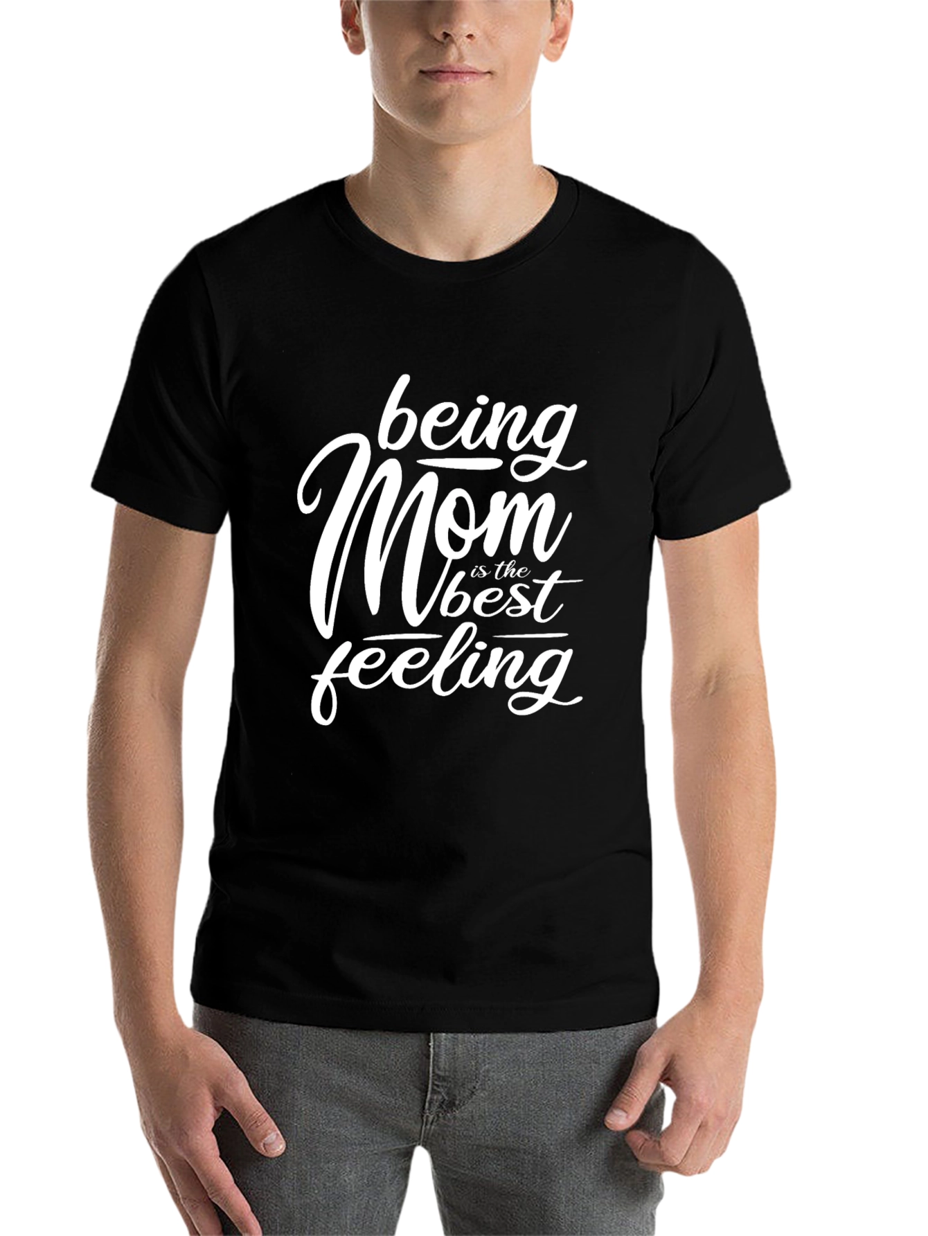 Black Being Mom Best Feeling Black Graphic T-Shirt view 7