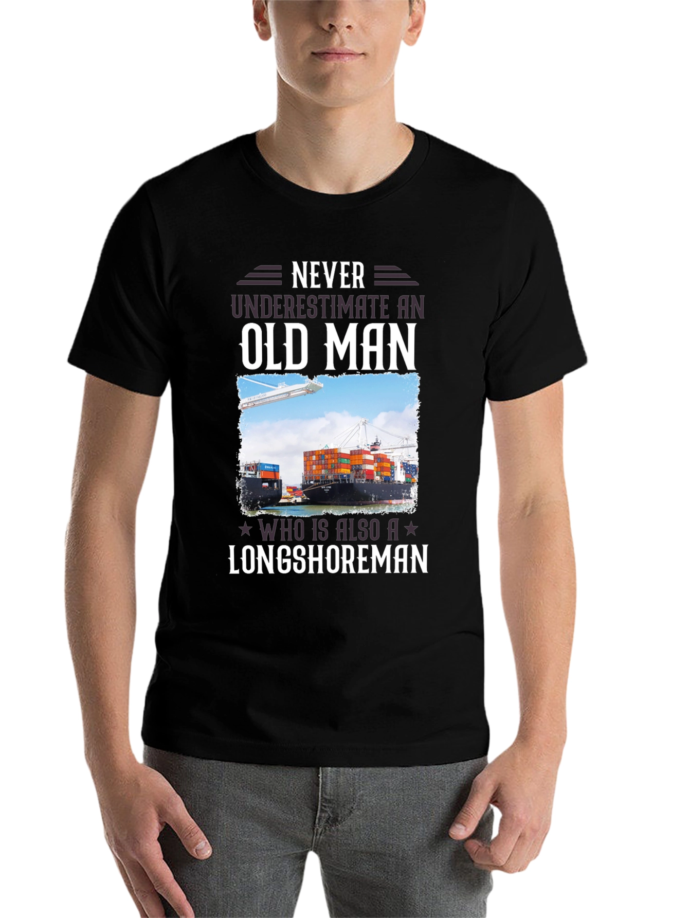 Black Longshoreman Old Man Graphic T-Shirt view 7