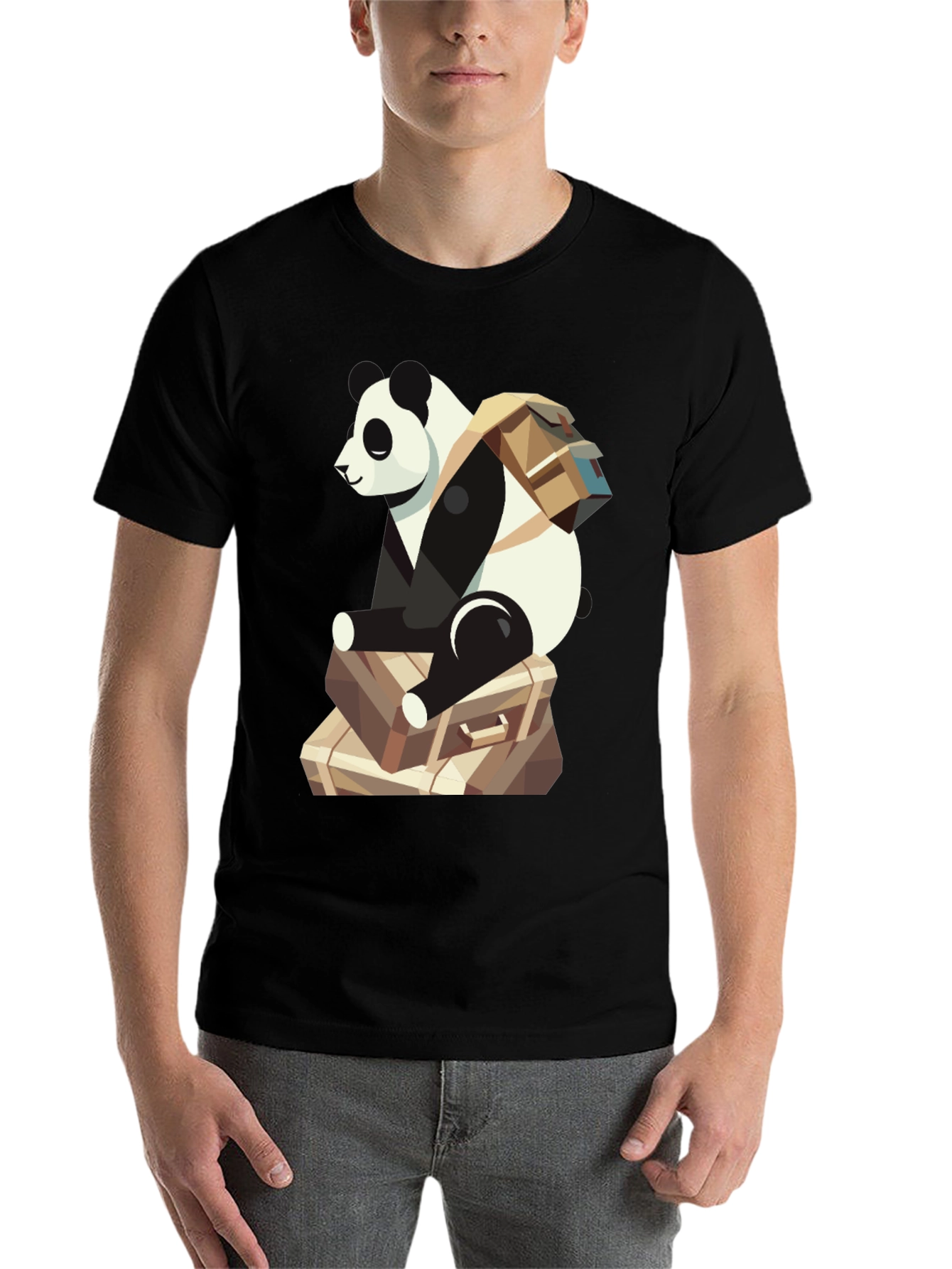 Panda Traveler T-Shirt - Bear with Luggage Graphic Tee - 7