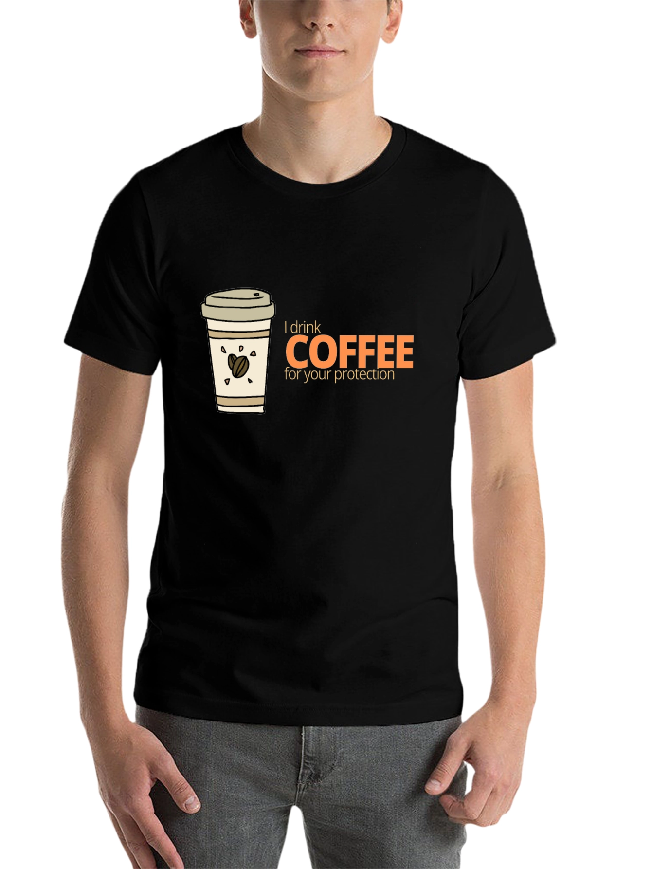 Black Coffee Lover T-Shirt - I Drink Coffee For Your Protection view 7