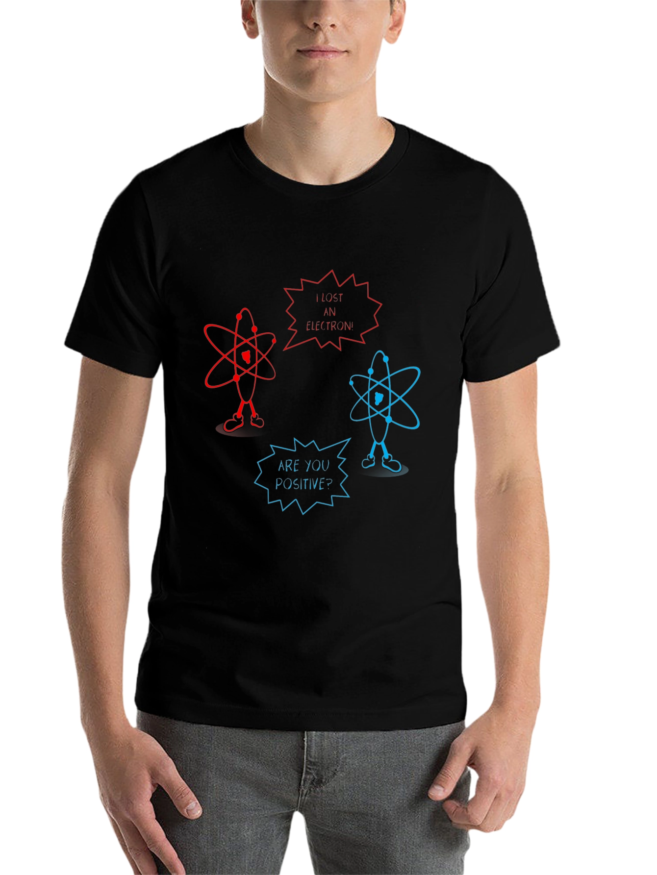 Black Funny Science Pun T-Shirt - Lost an Electron? view 7