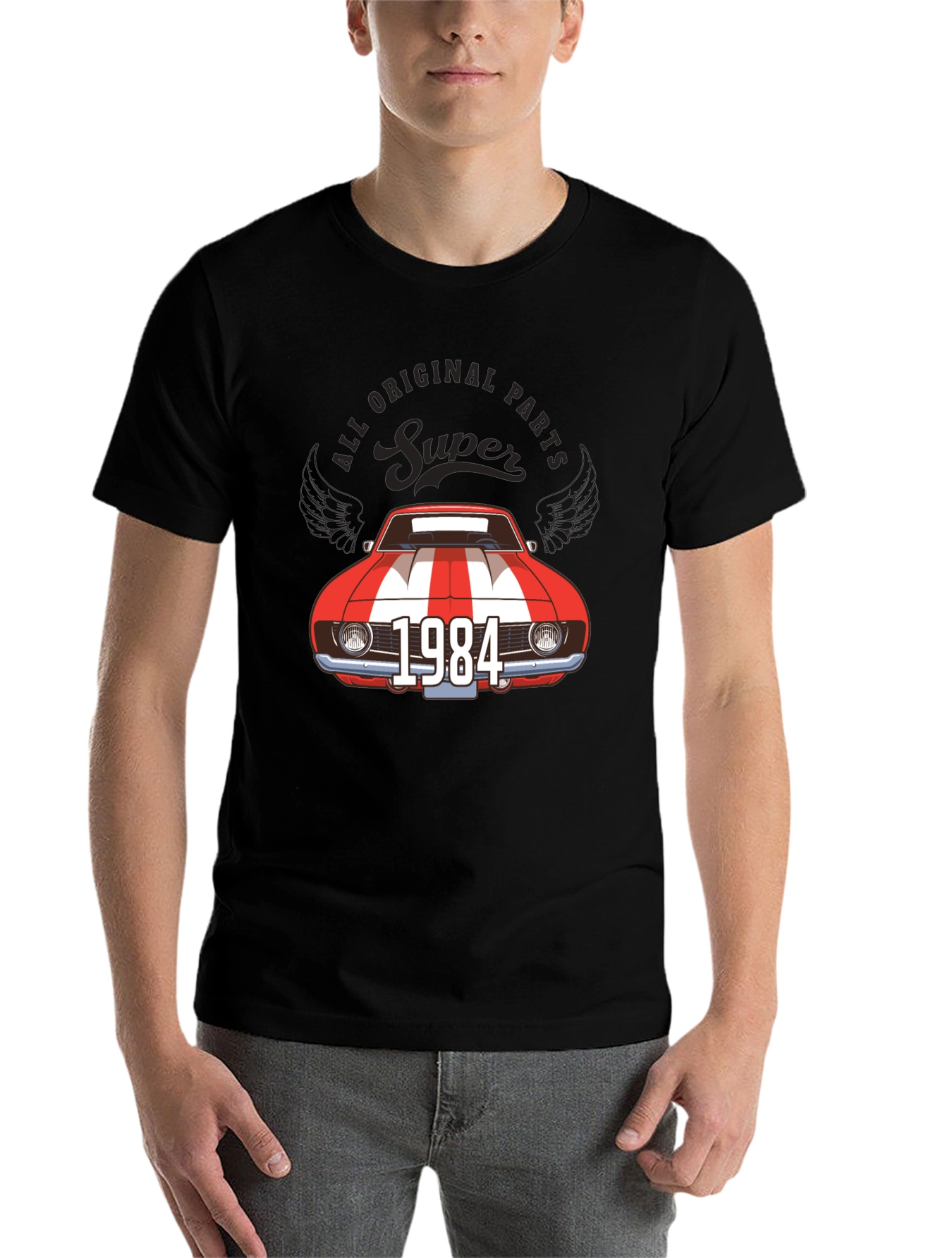 Black Super 1984 Car Graphic Tee view 7