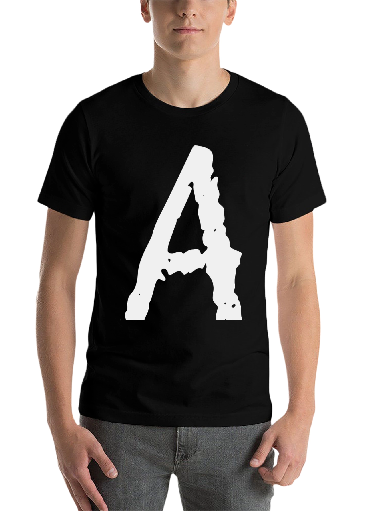 Black Bold Letter A Graphic Tee - Casual Comfort view 7