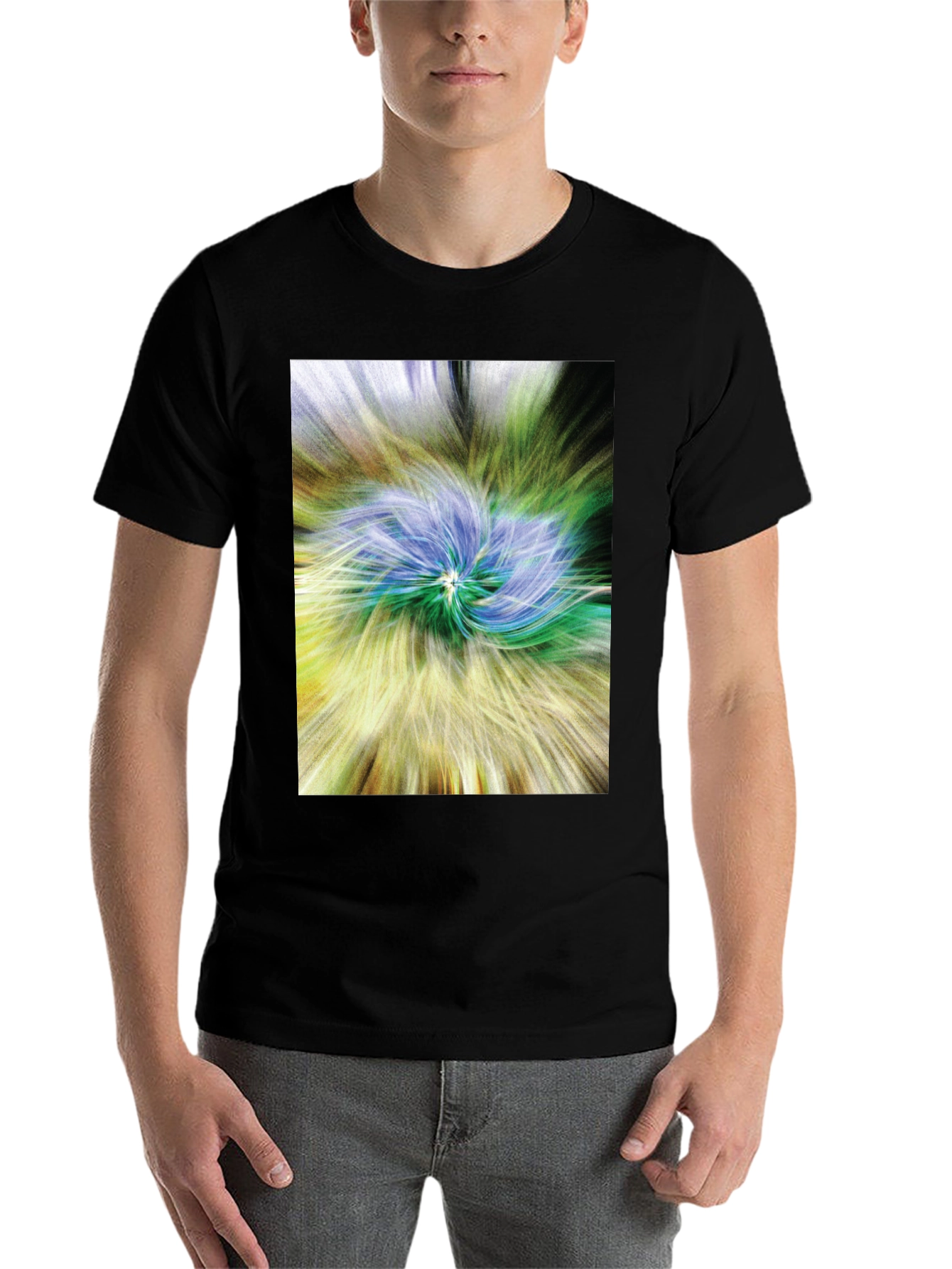 Black Abstract Swirl Graphic Tee - Black view 7