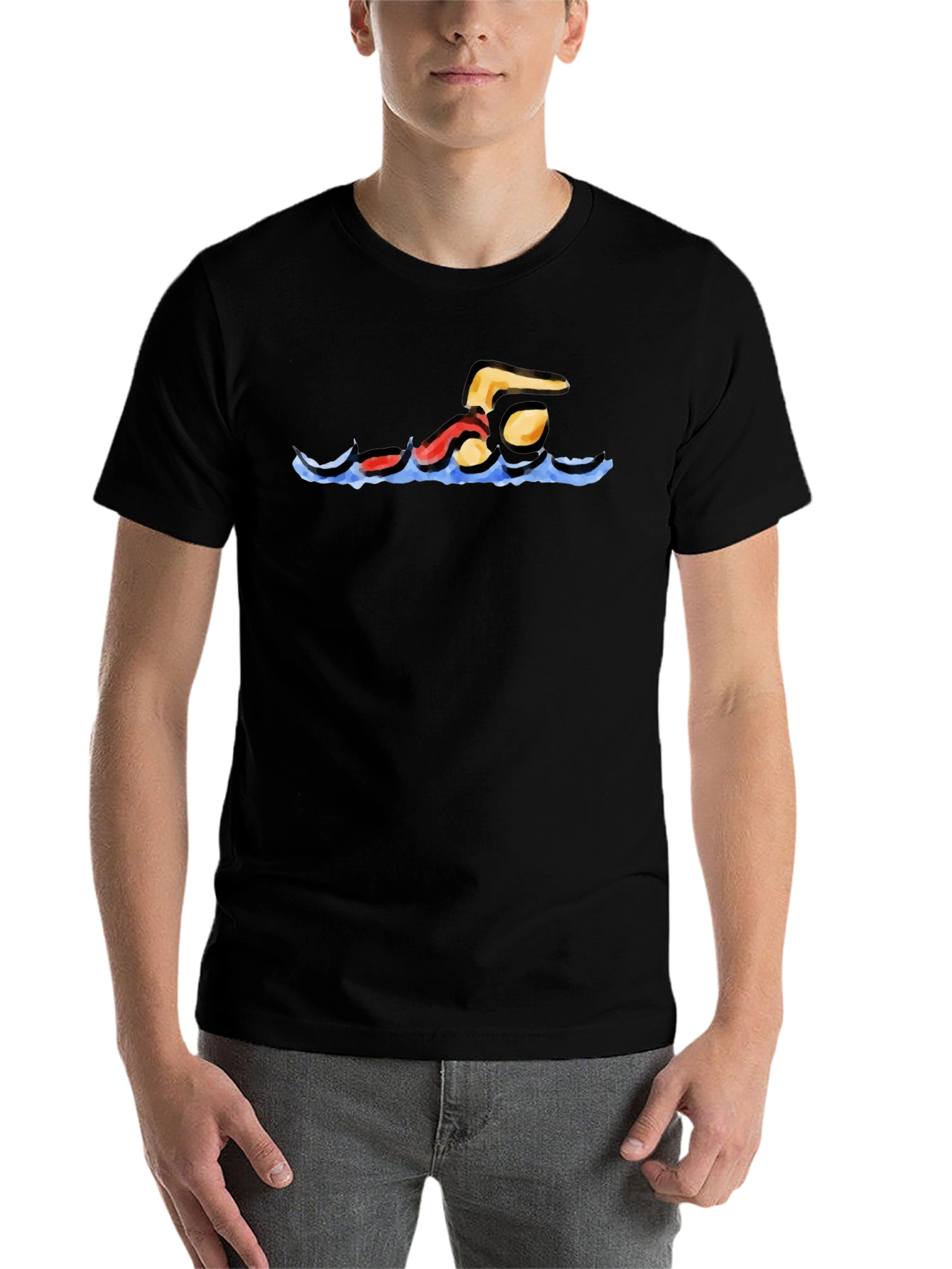 Black Swimmer Graphic Black T-Shirt view 7