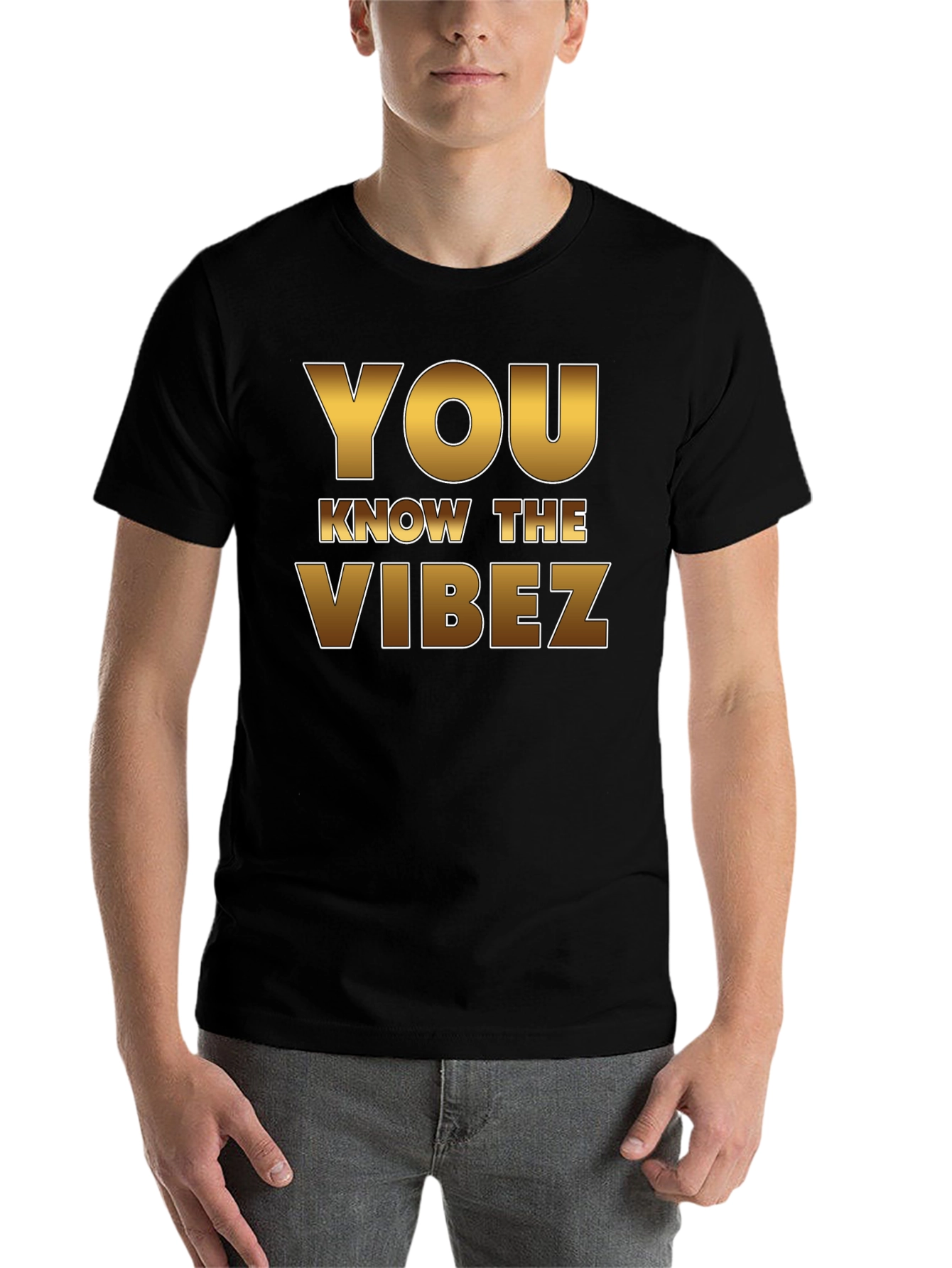 Black You Know the Vibez Graphic Tee - Black Cotton T-Shirt view 7