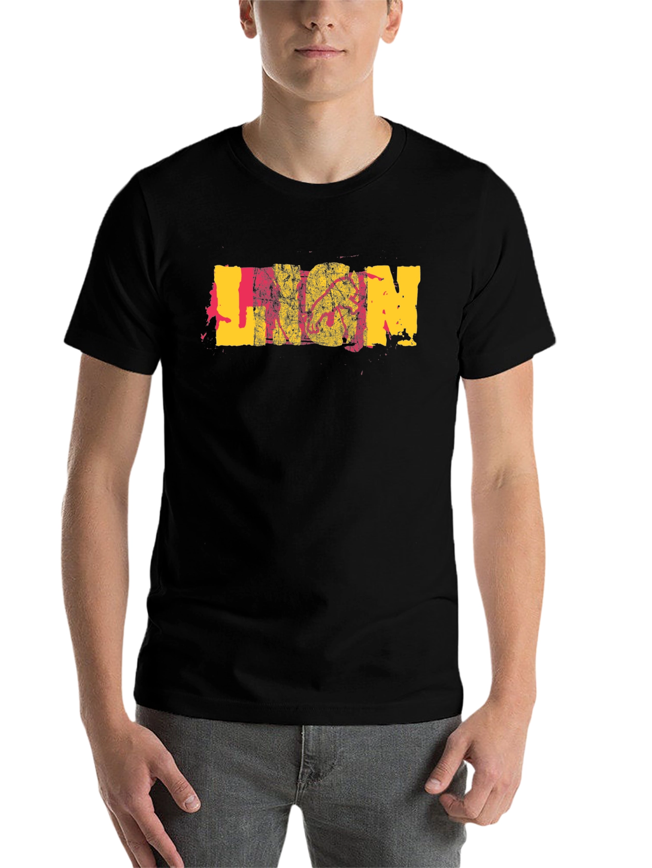 Black Lion Graphic Print Black Cotton T-Shirt view 7