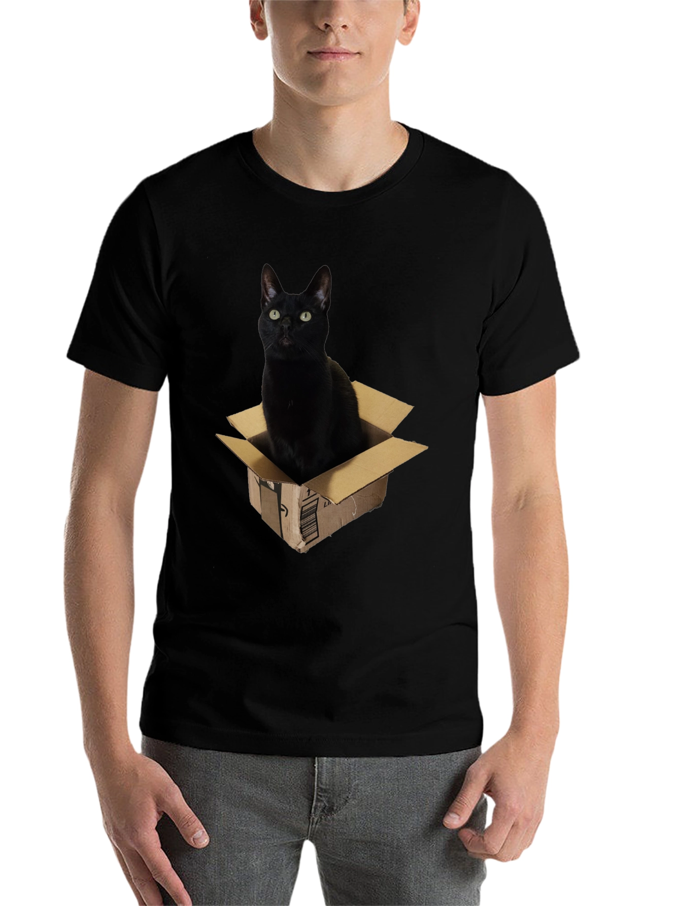 Black Black Cat in Box Graphic T-Shirt view 7