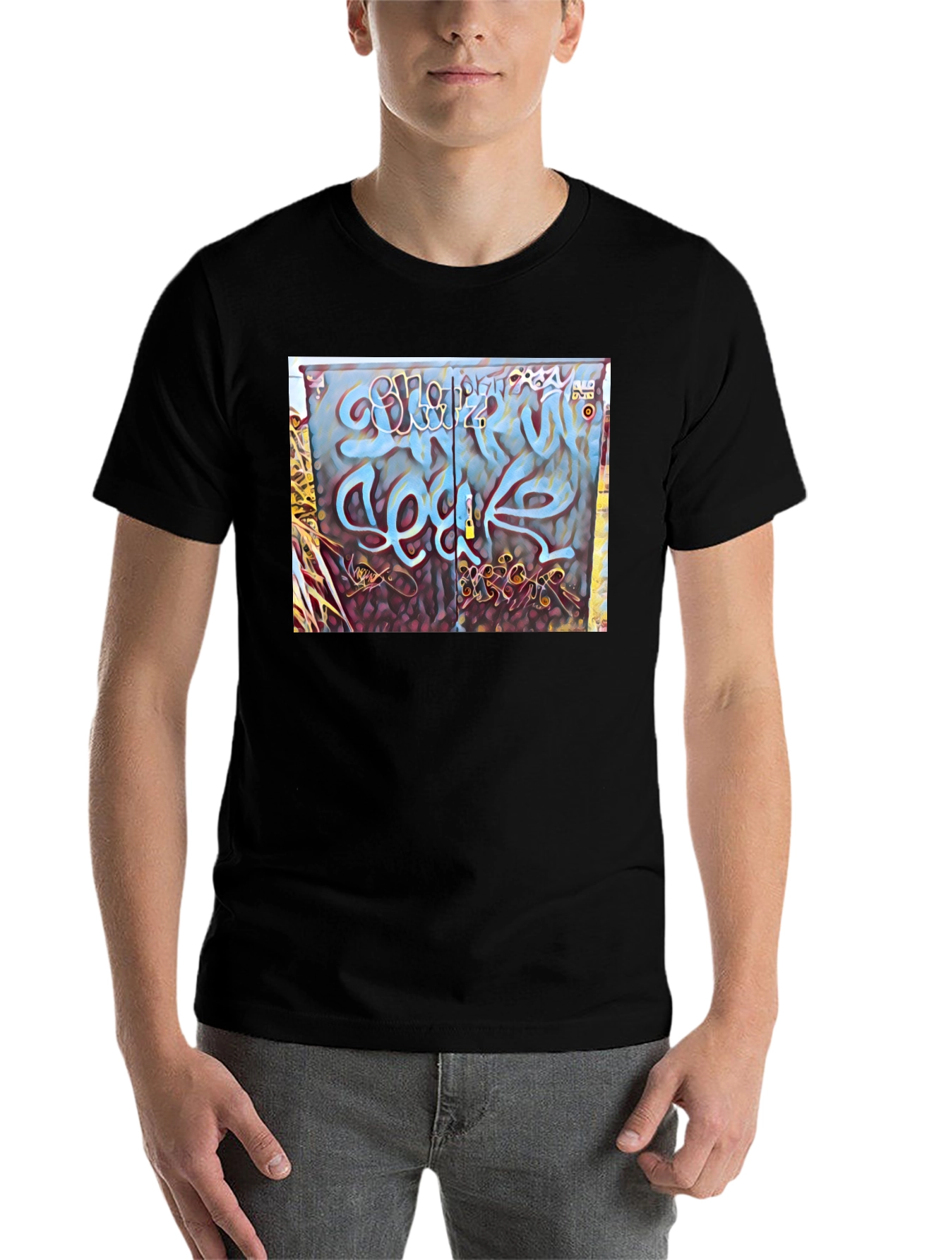 Black Graffiti Art Graphic Tee - Urban Style view 7