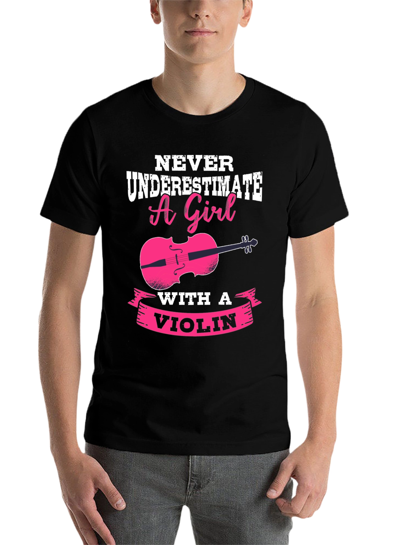 Black Never Underestimate a Girl with a Violin T-Shirt view 7