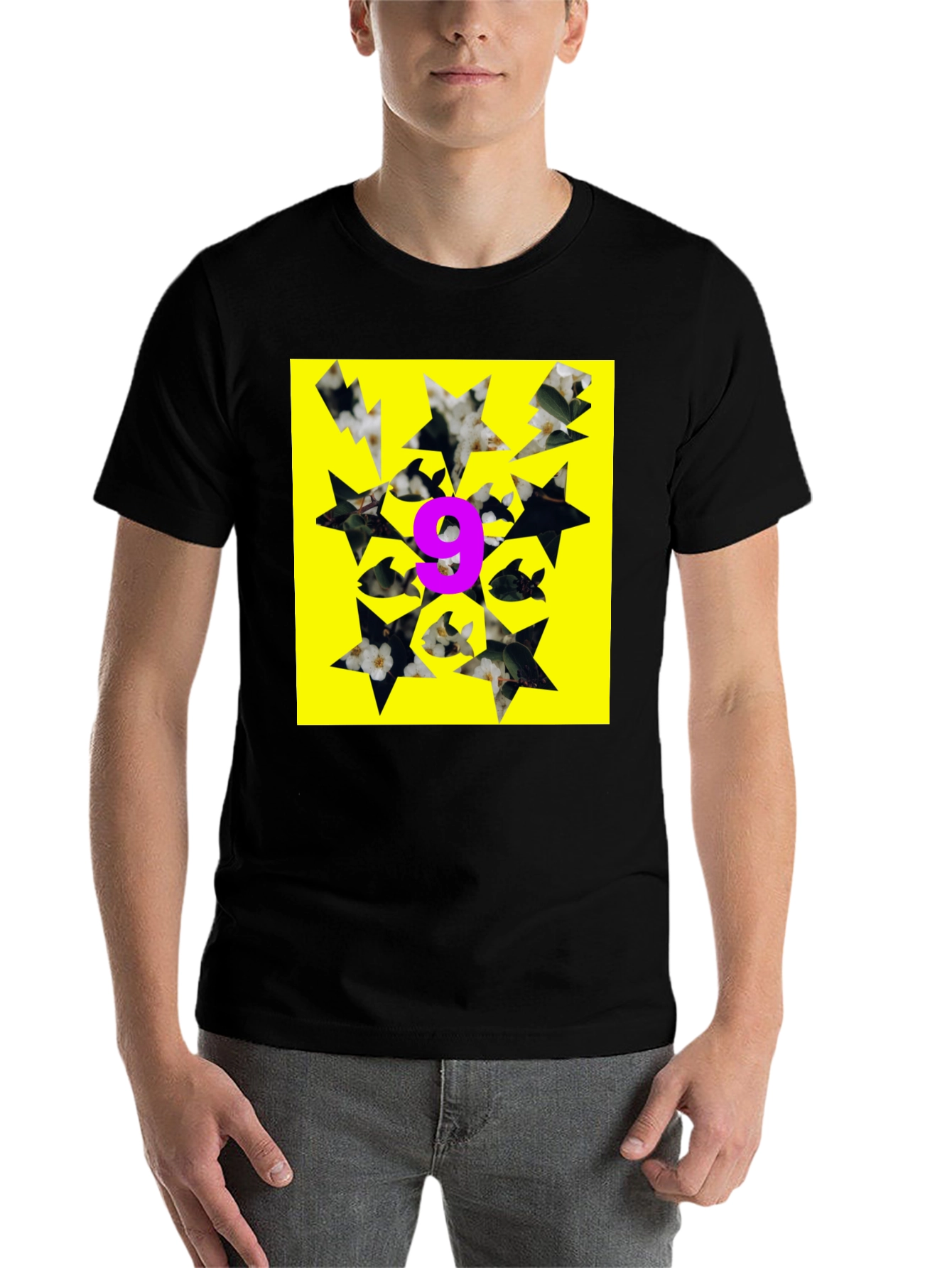 Black Graphic Tee - Nine Fish Star Yellow view 7