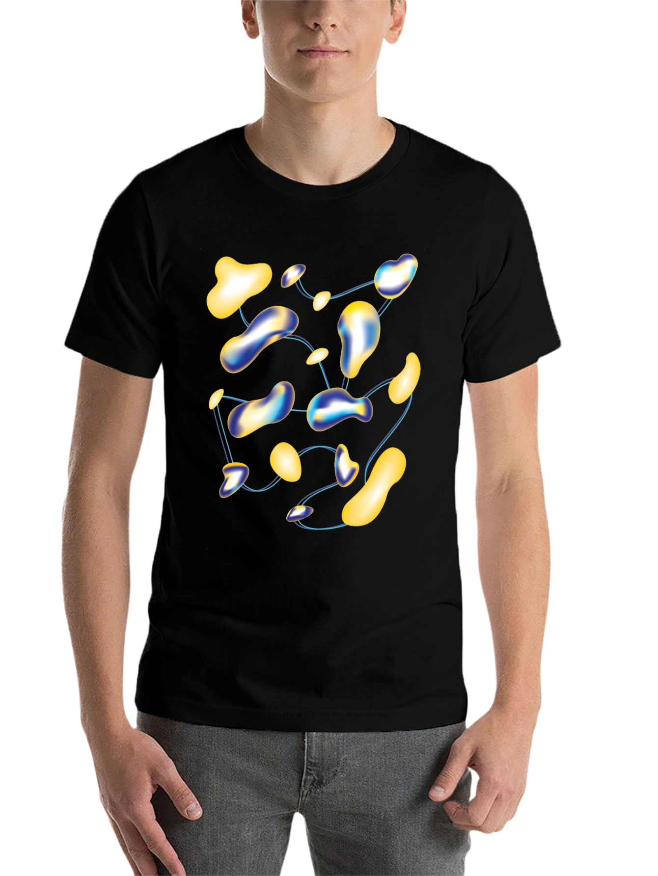 Black Abstract Blob T-Shirt - Modern Graphic Tee view 7