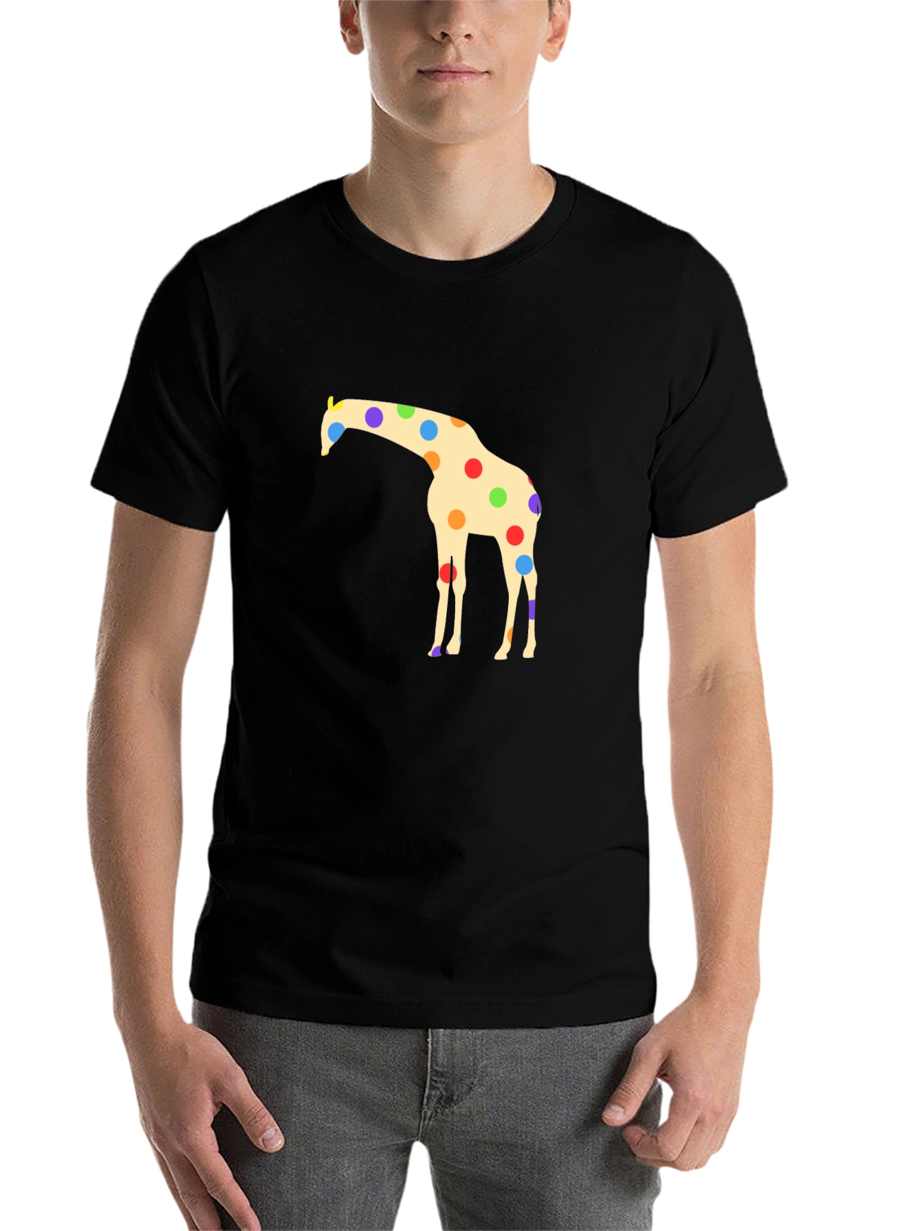 Black Giraffe Polka Dot Black T-Shirt view 7