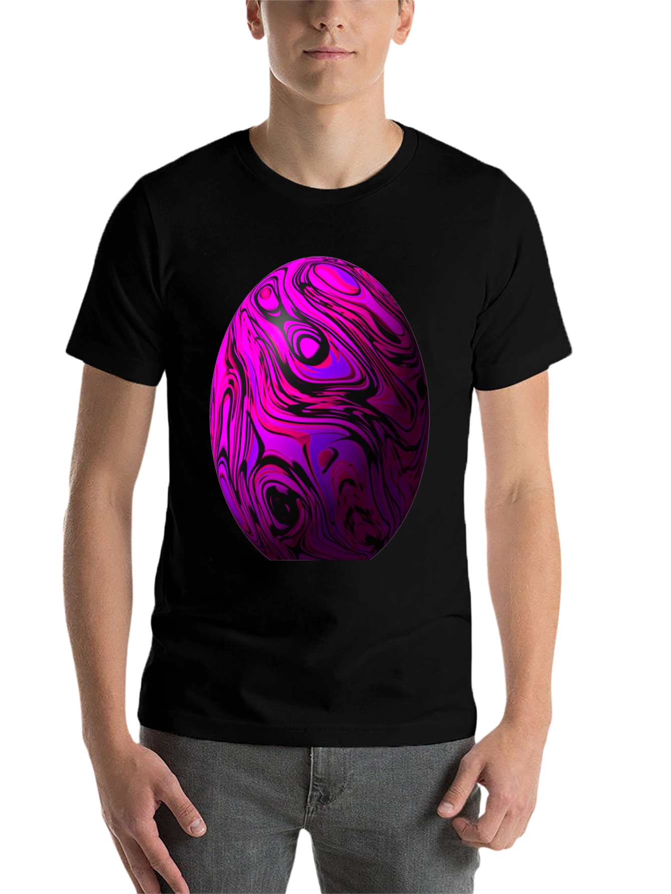 Black Abstract Swirl Sphere Graphic Tee view 7