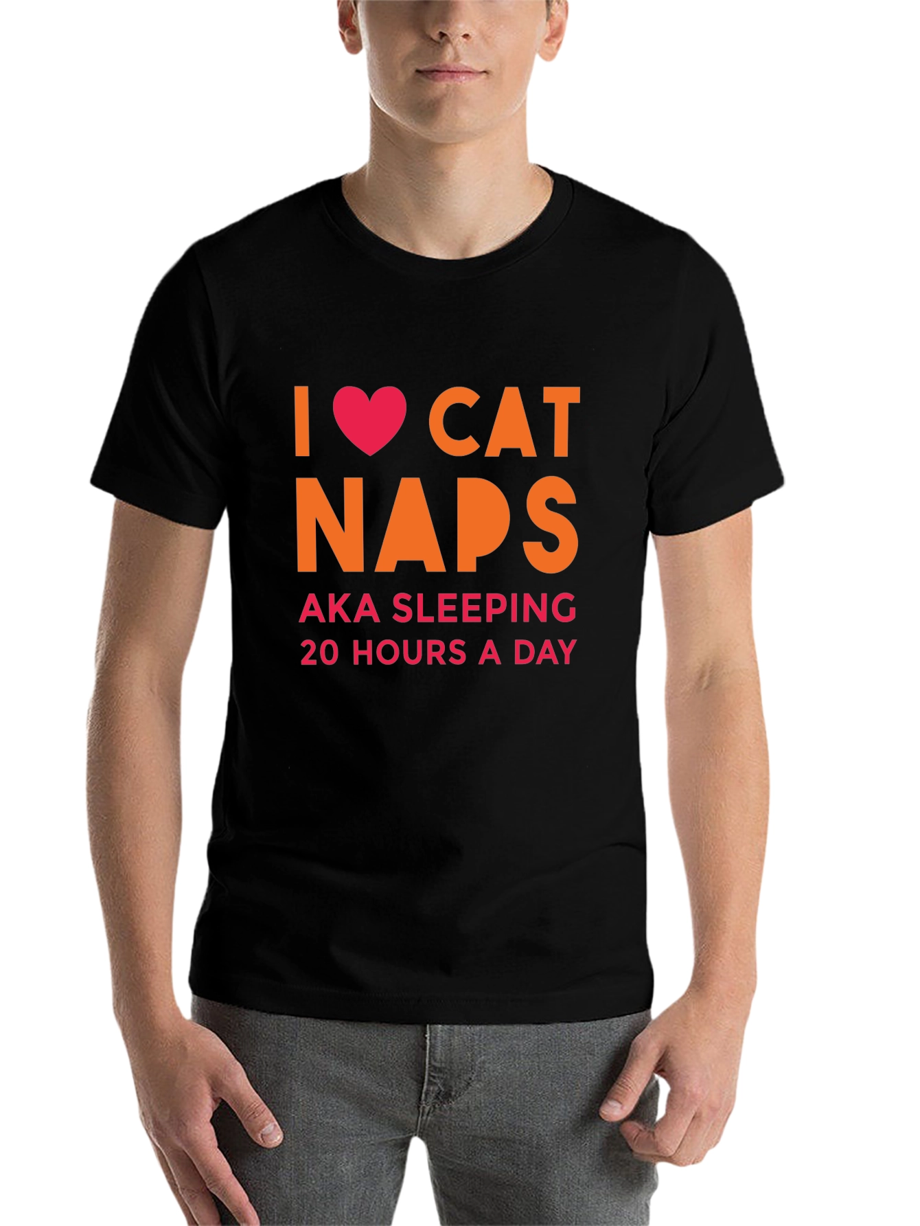 Black I Heart Cat Naps T-Shirt -  AKA Sleeping 20 Hours view 7