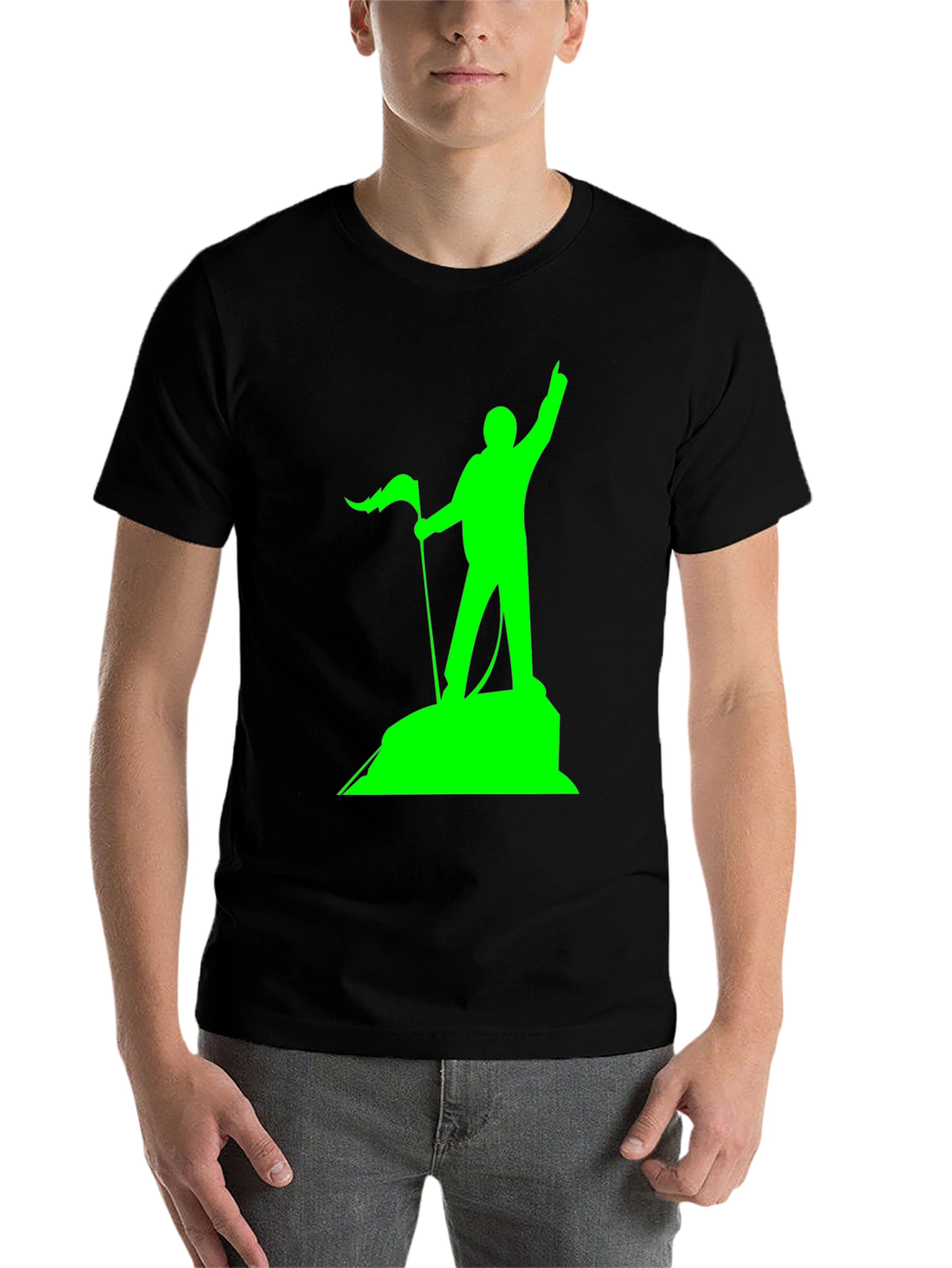 Black Peak Performance T-Shirt - Black with Green Graphic view 7